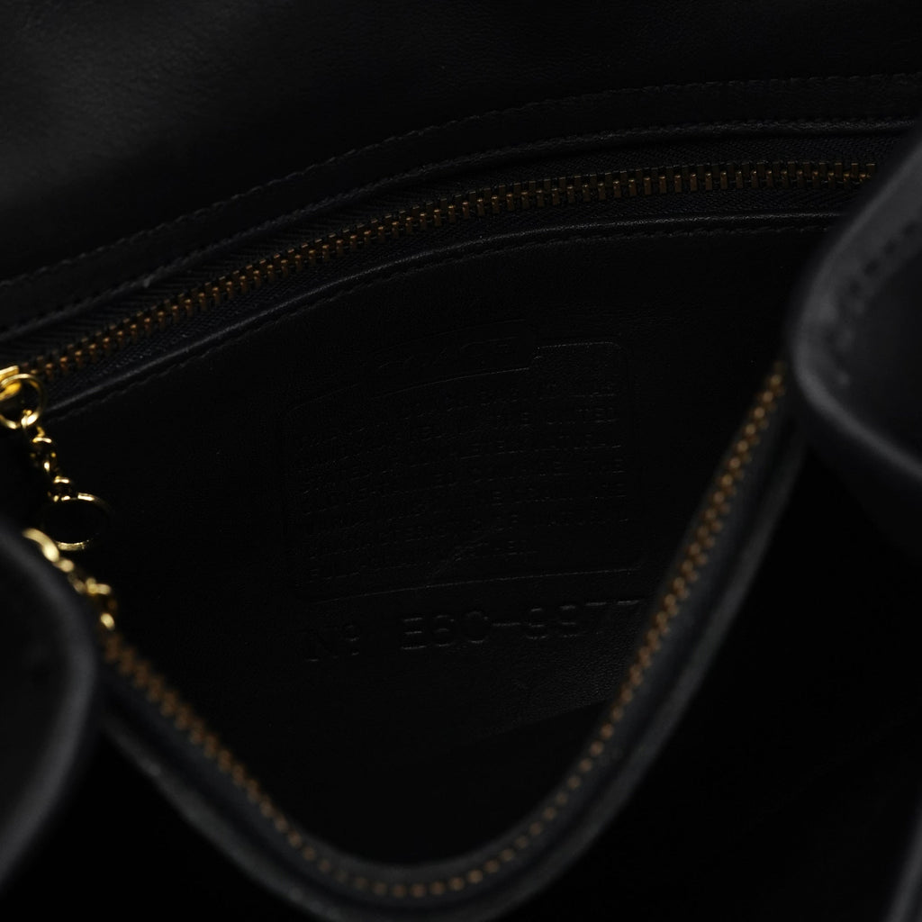 9977 Black Leather 2-Way Top Handle Bag