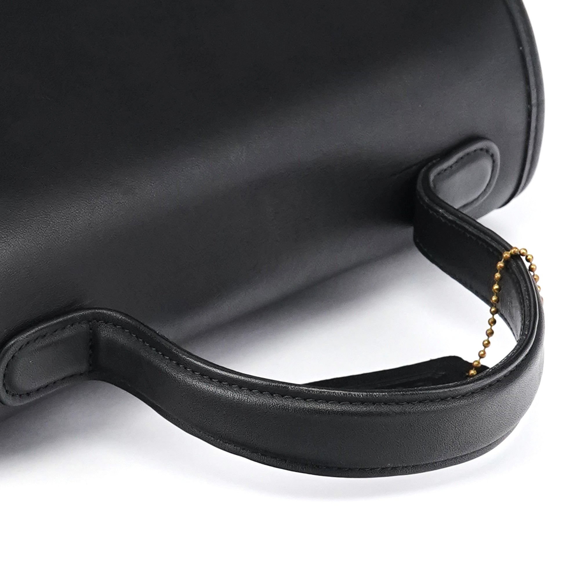 9977 Black Leather 2-Way Top Handle Bag