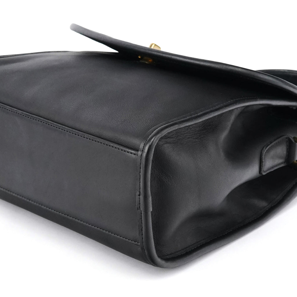 9977 Black Leather 2-Way Top Handle Bag