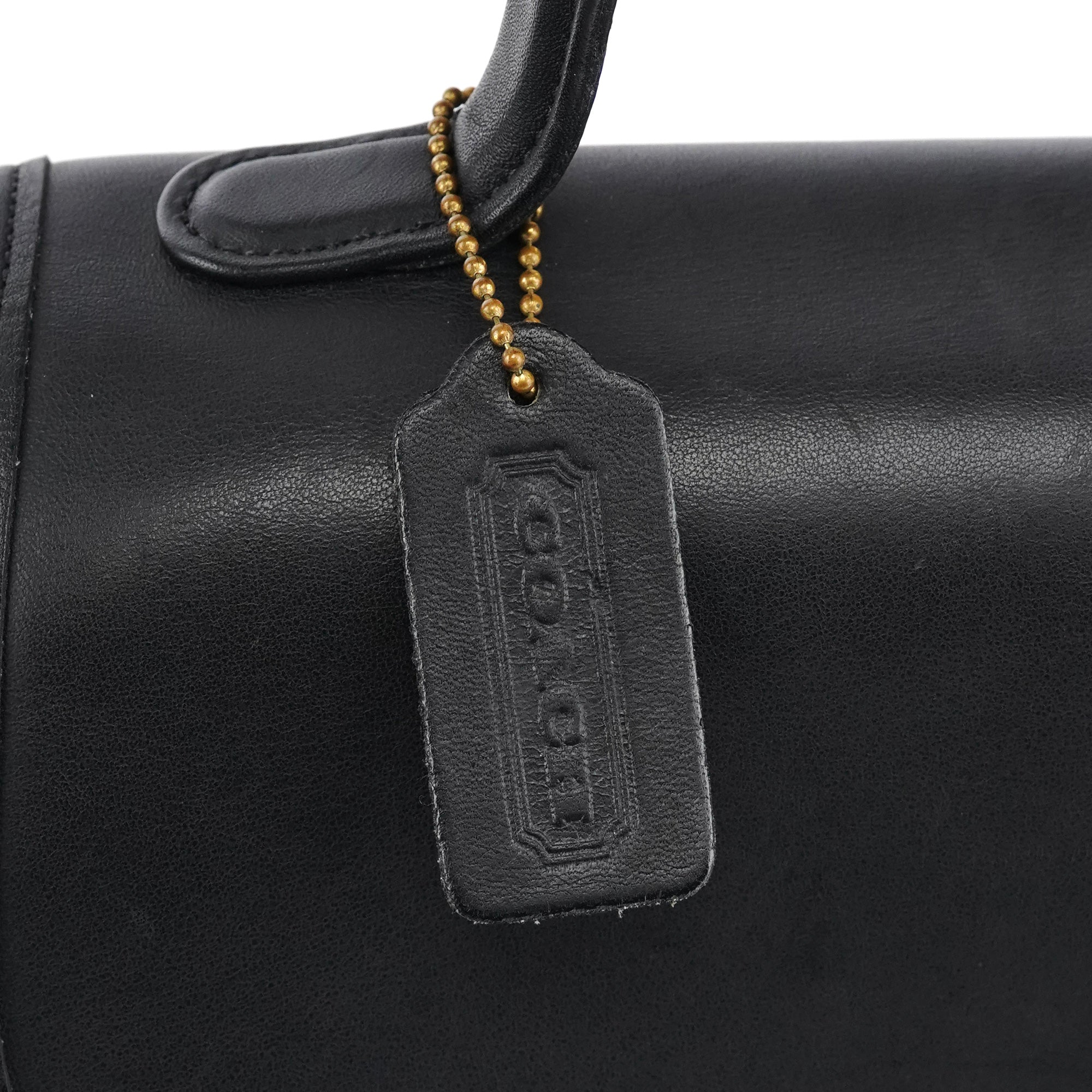 9977 Black Leather 2-Way Top Handle Bag