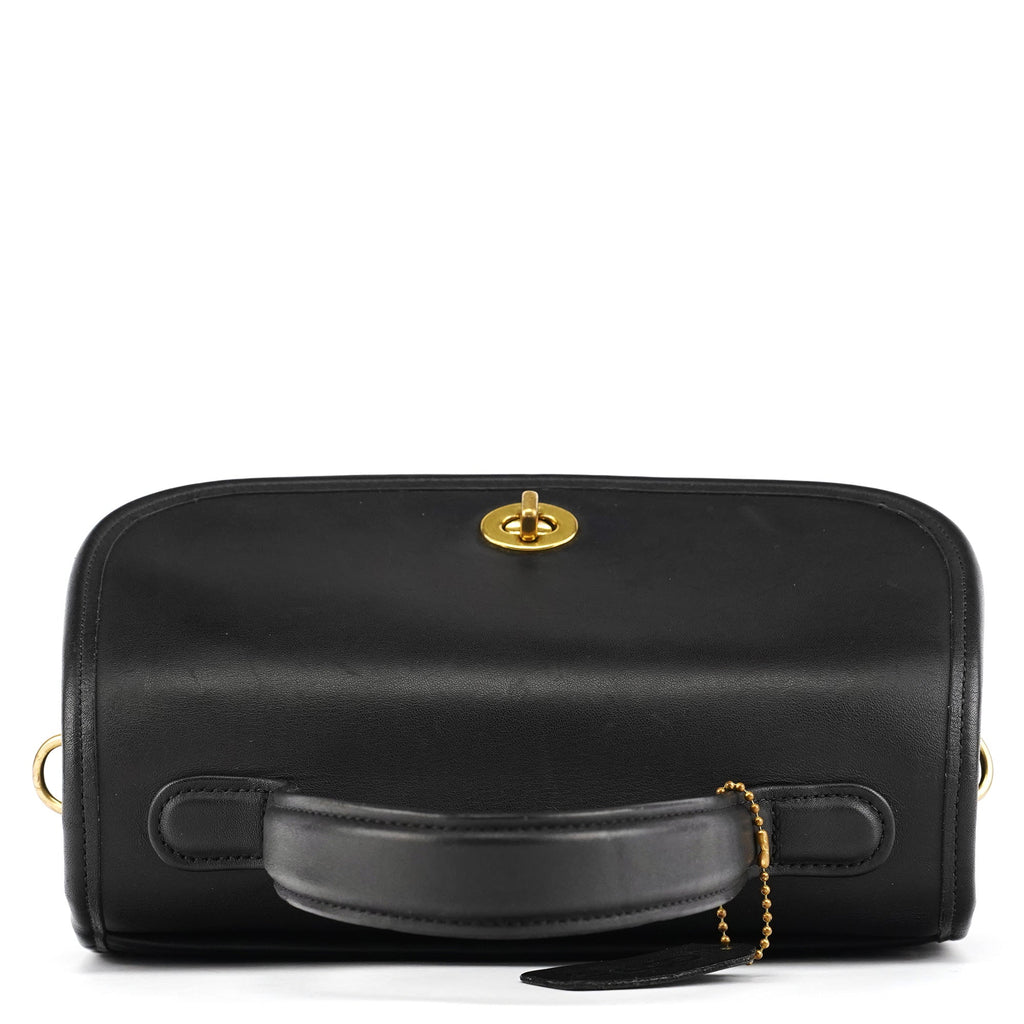9977 Black Leather 2-Way Top Handle Bag