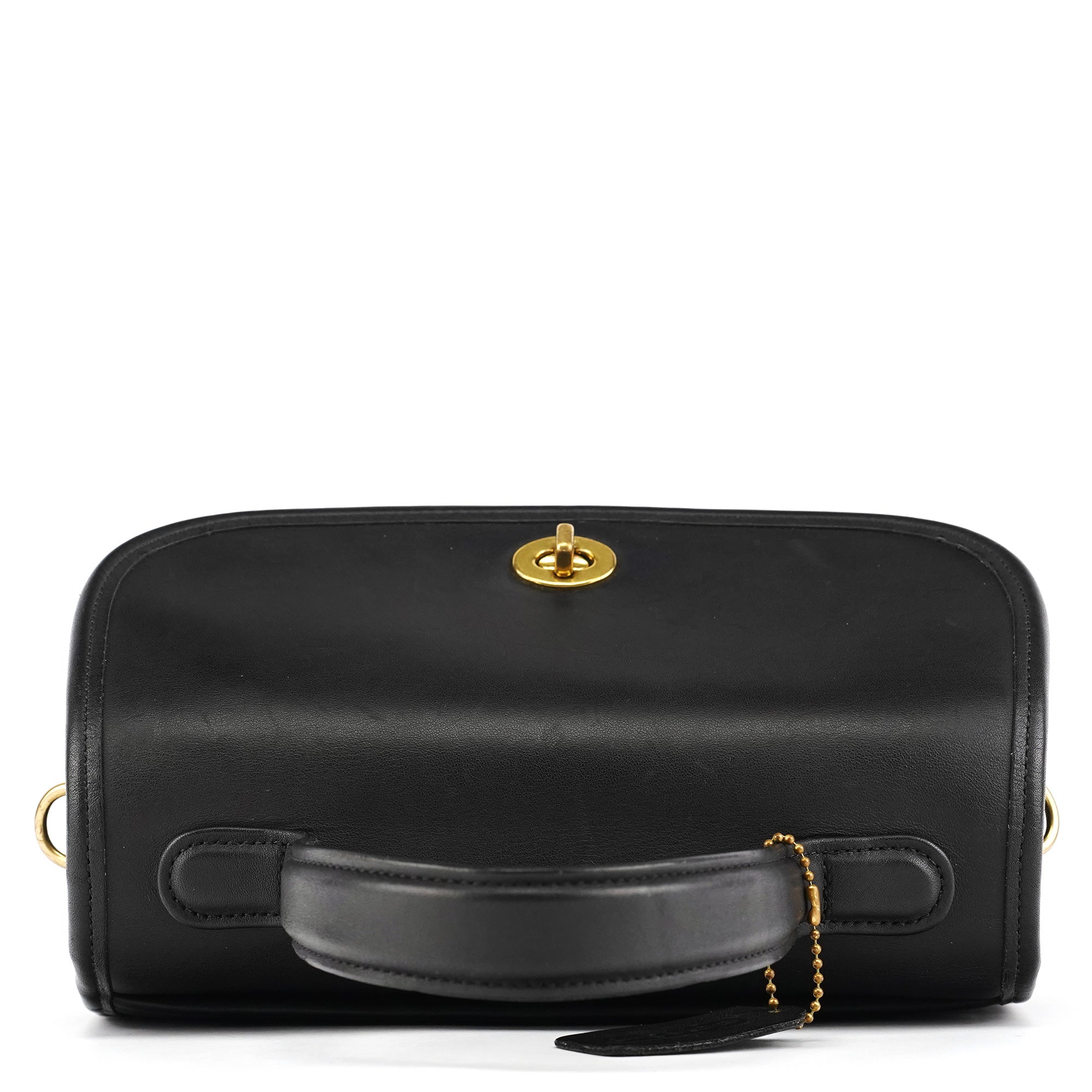 9977 Black Leather 2-Way Top Handle Bag