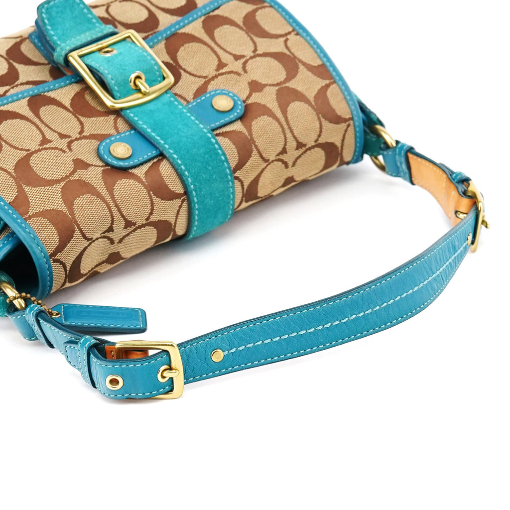 Beige Blue Signature Soho Shoulder Bag