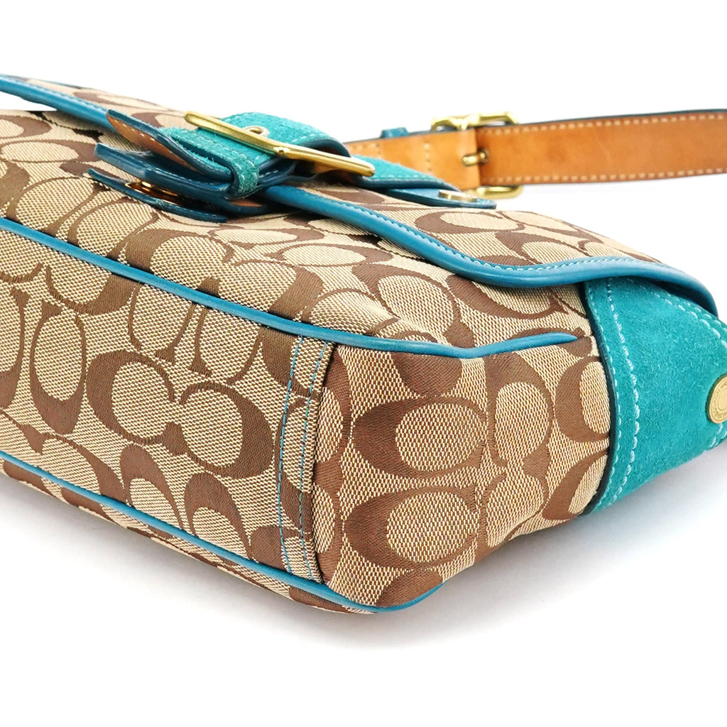 Beige Blue Signature Soho Shoulder Bag