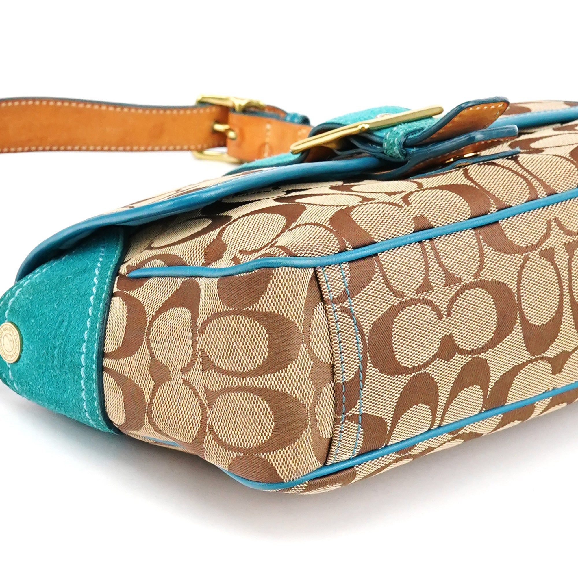 Beige Blue Signature Soho Shoulder Bag