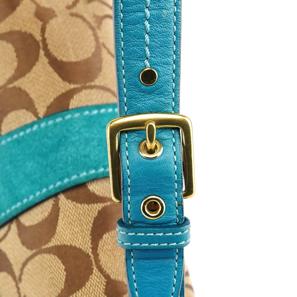 Beige Blue Signature Soho Shoulder Bag