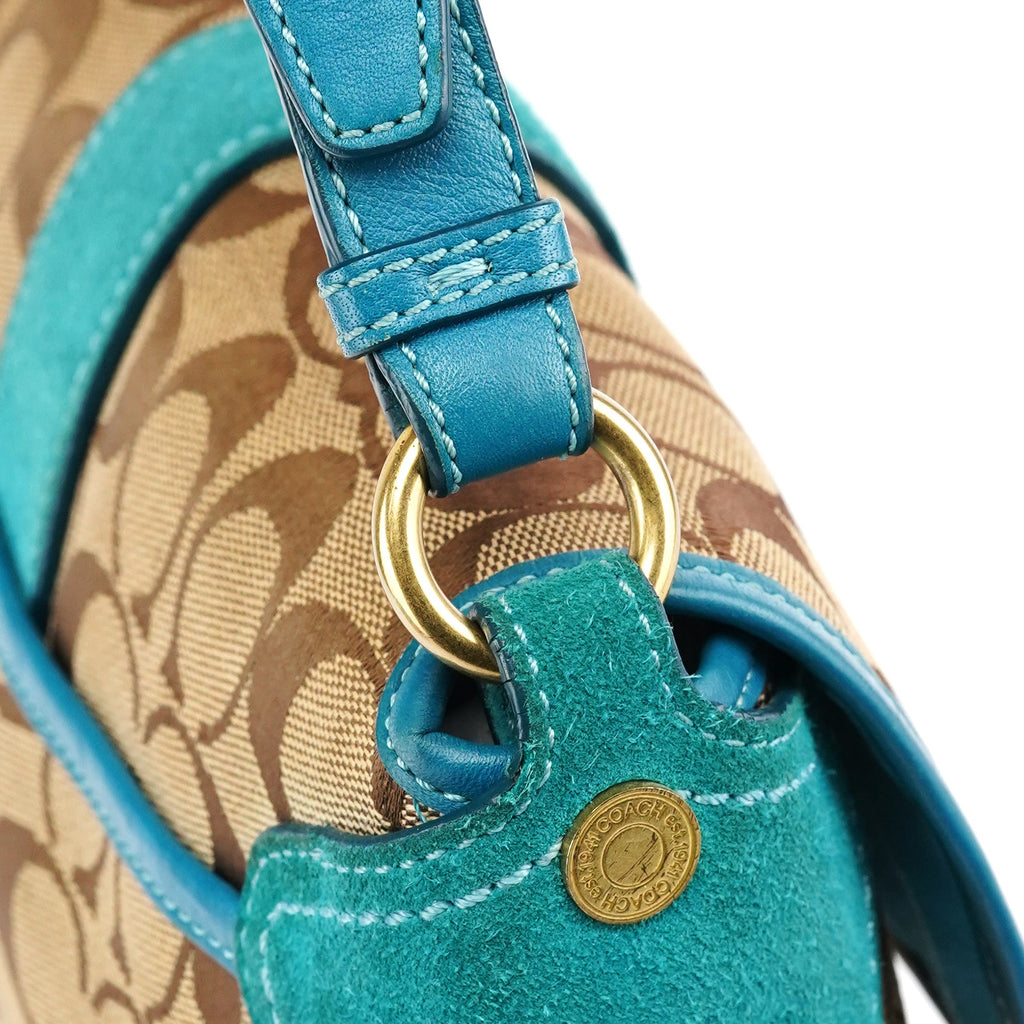 Beige Blue Signature Soho Shoulder Bag