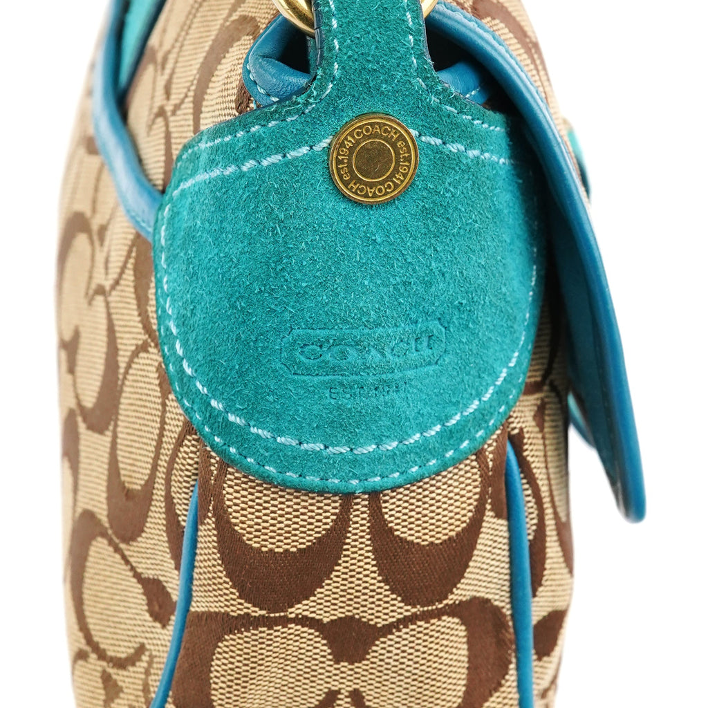 Beige Blue Signature Soho Shoulder Bag