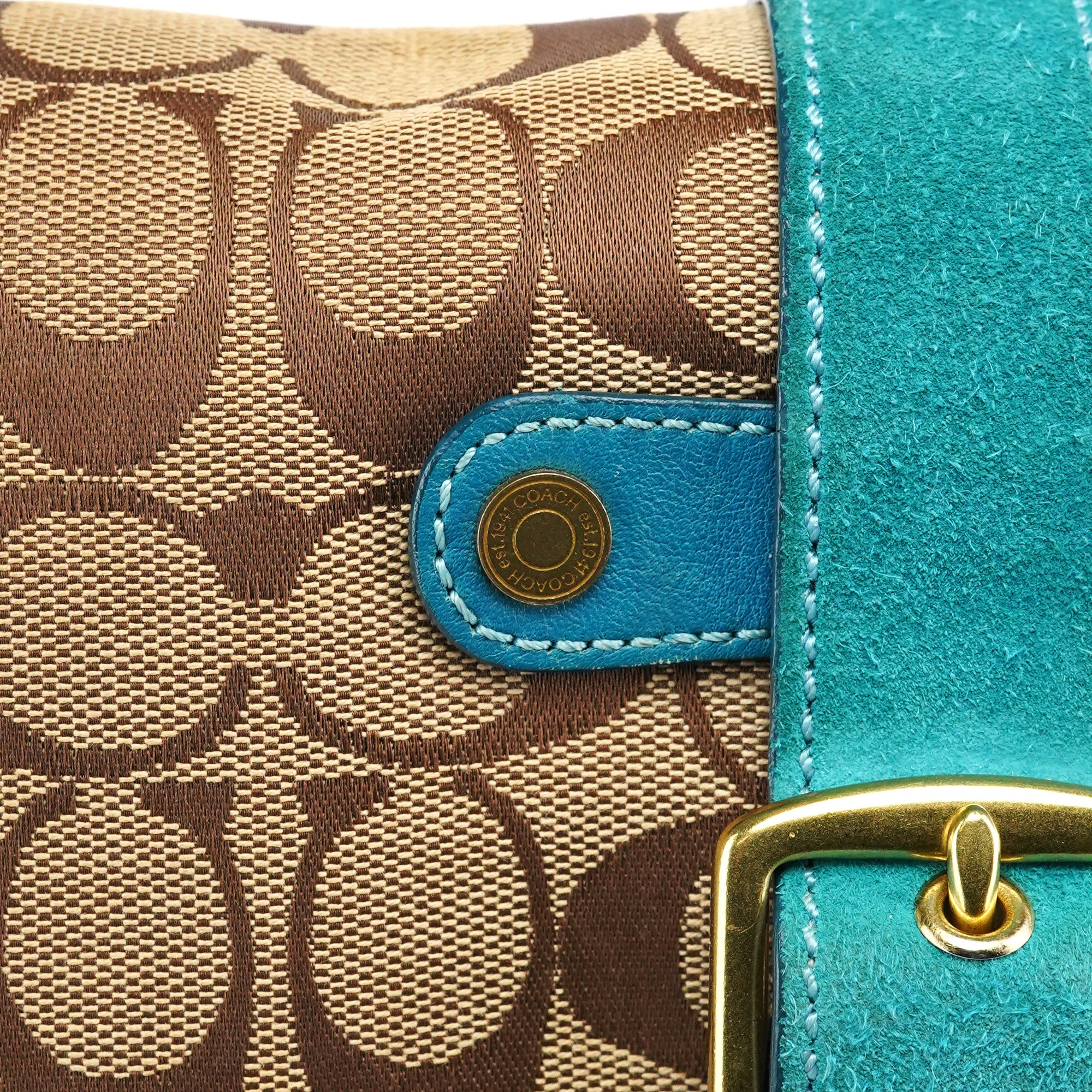 Beige Blue Signature Soho Shoulder Bag