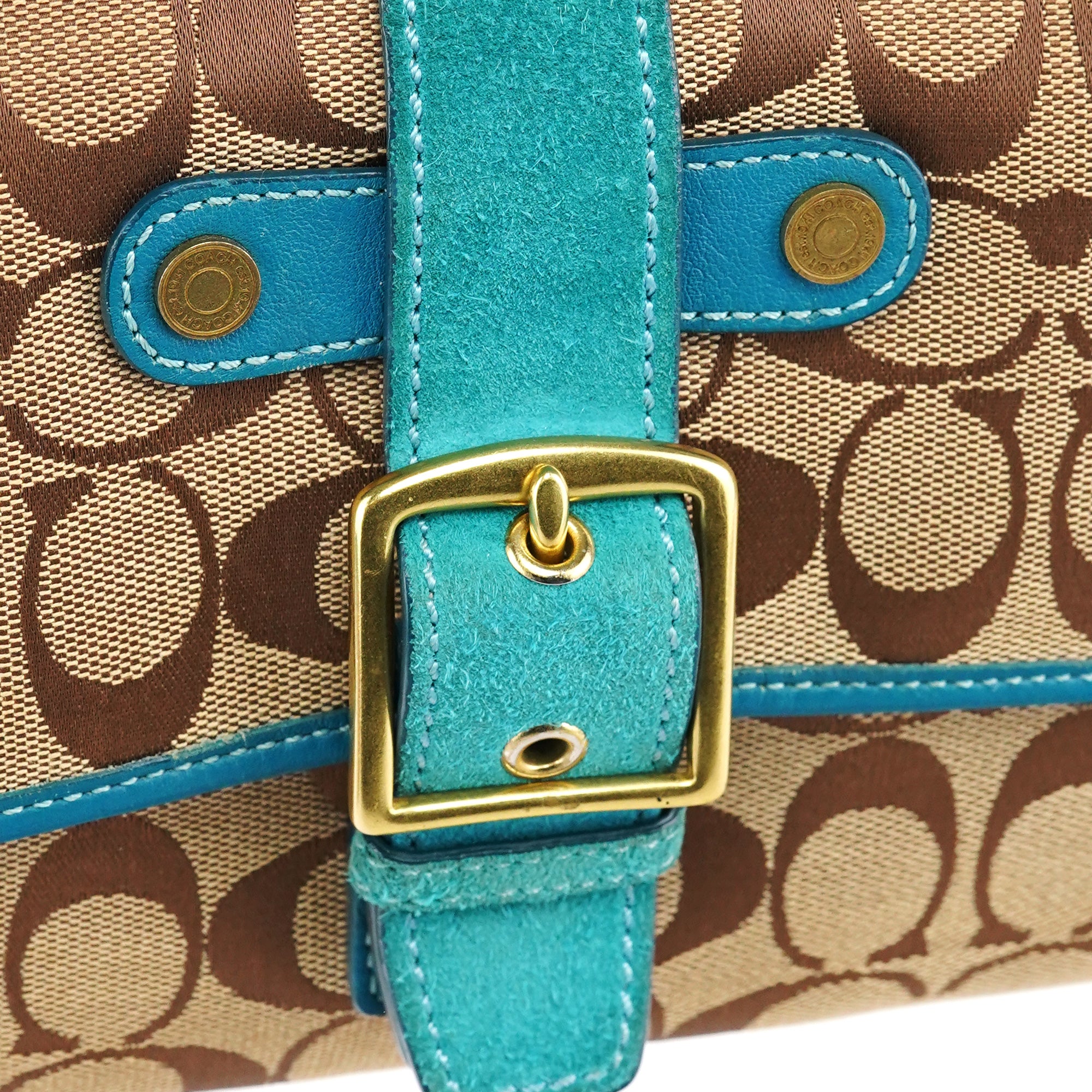 Beige Blue Signature Soho Shoulder Bag