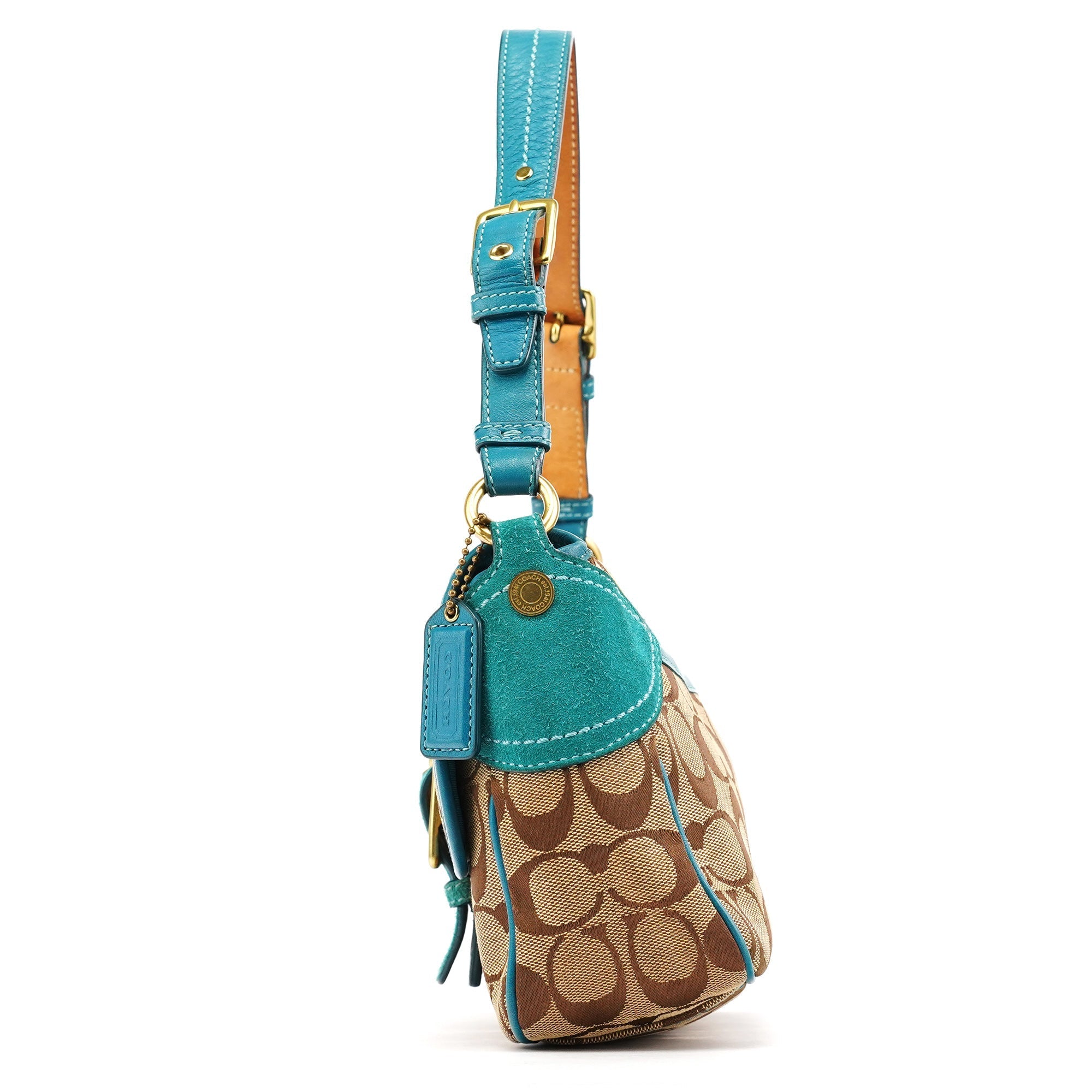 Beige Blue Signature Soho Shoulder Bag