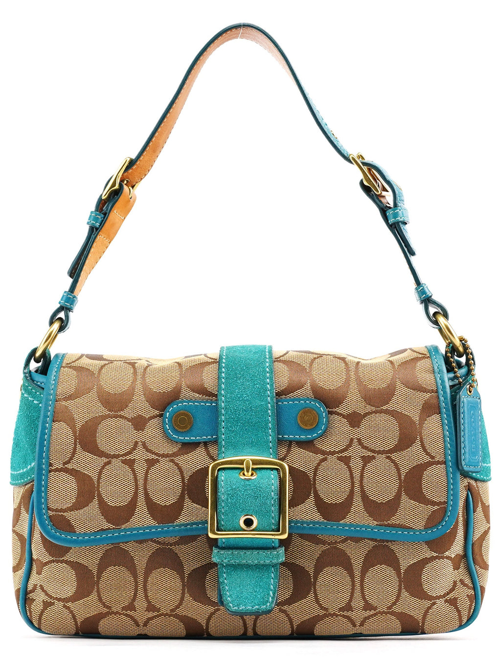 Beige Blue Signature Soho Shoulder Bag