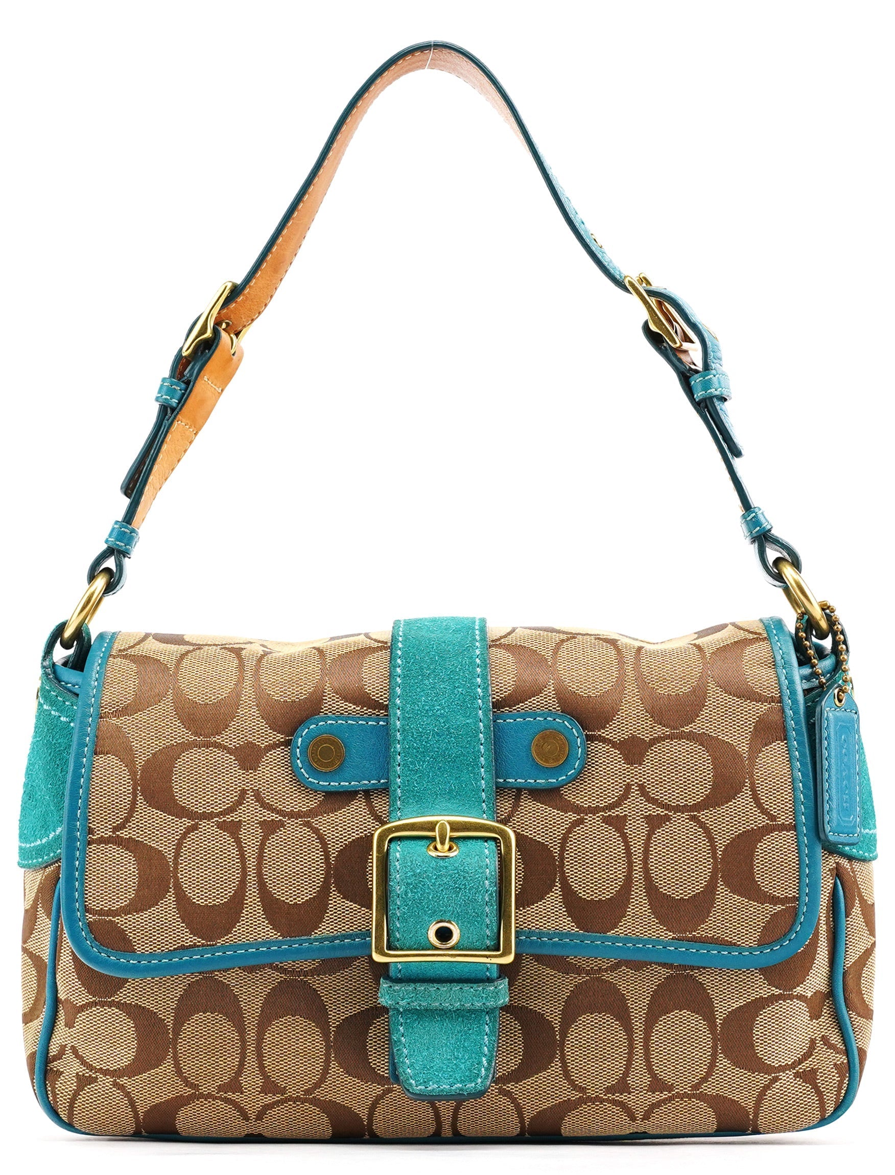 Beige Blue Signature Soho Shoulder Bag