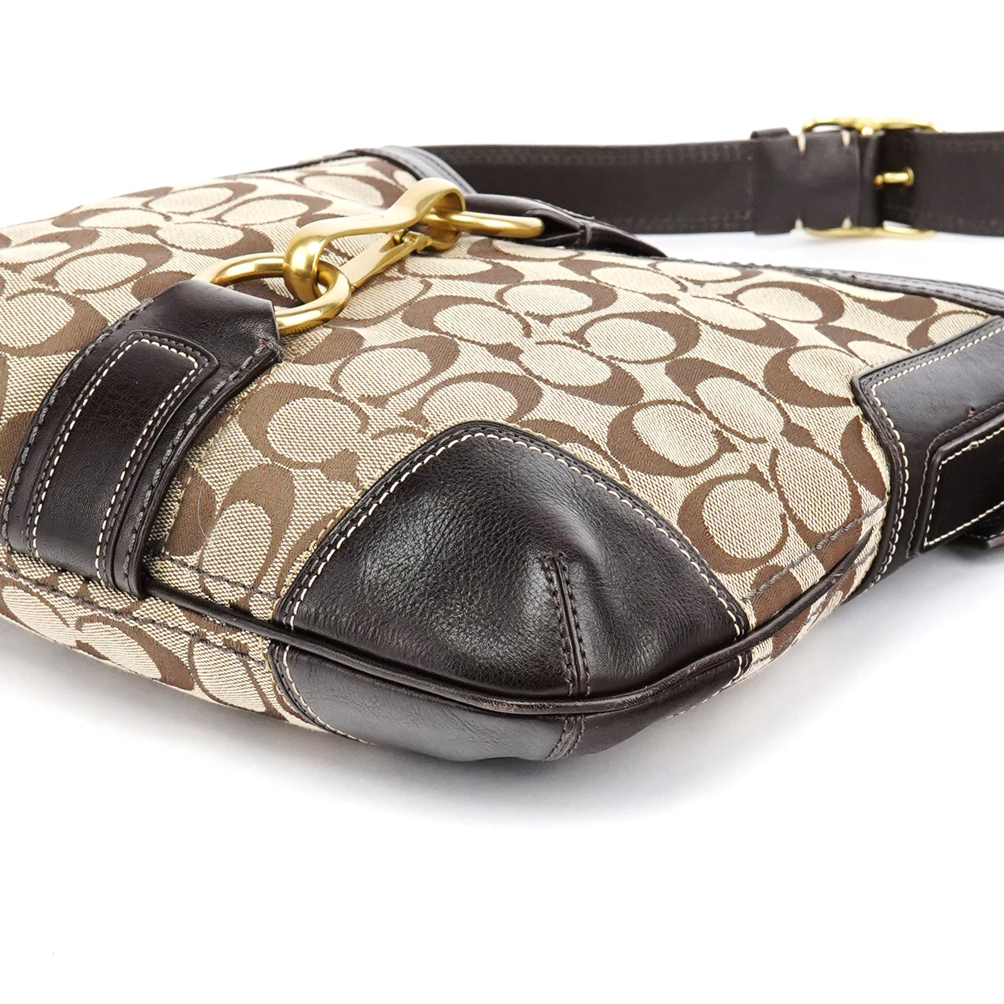Beige Brown Signature C Shoulder Bag