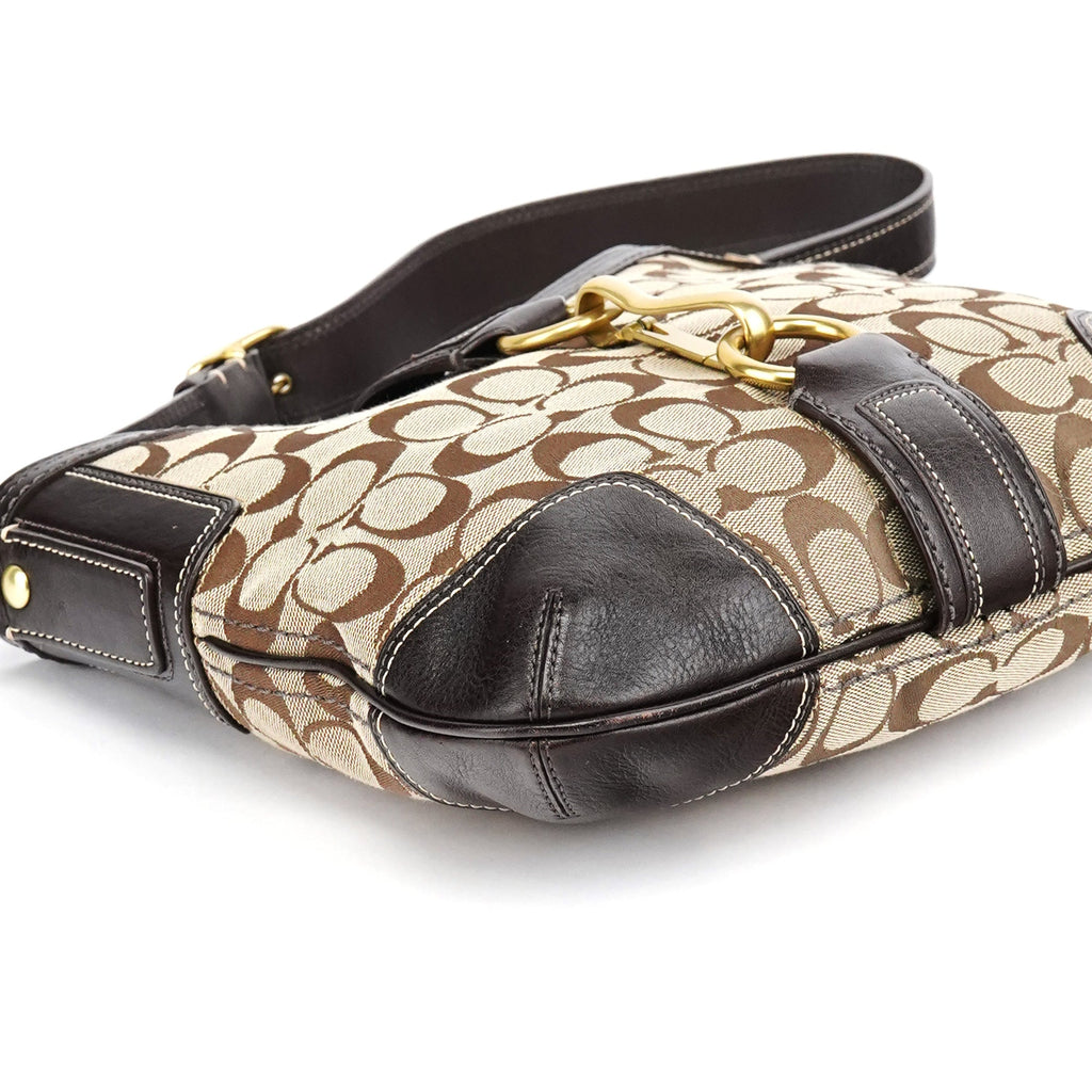 Beige Brown Signature C Shoulder Bag