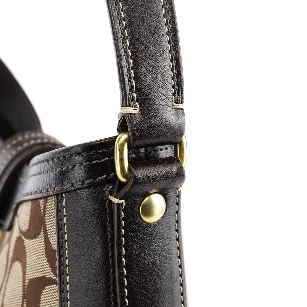Beige Brown Signature C Shoulder Bag