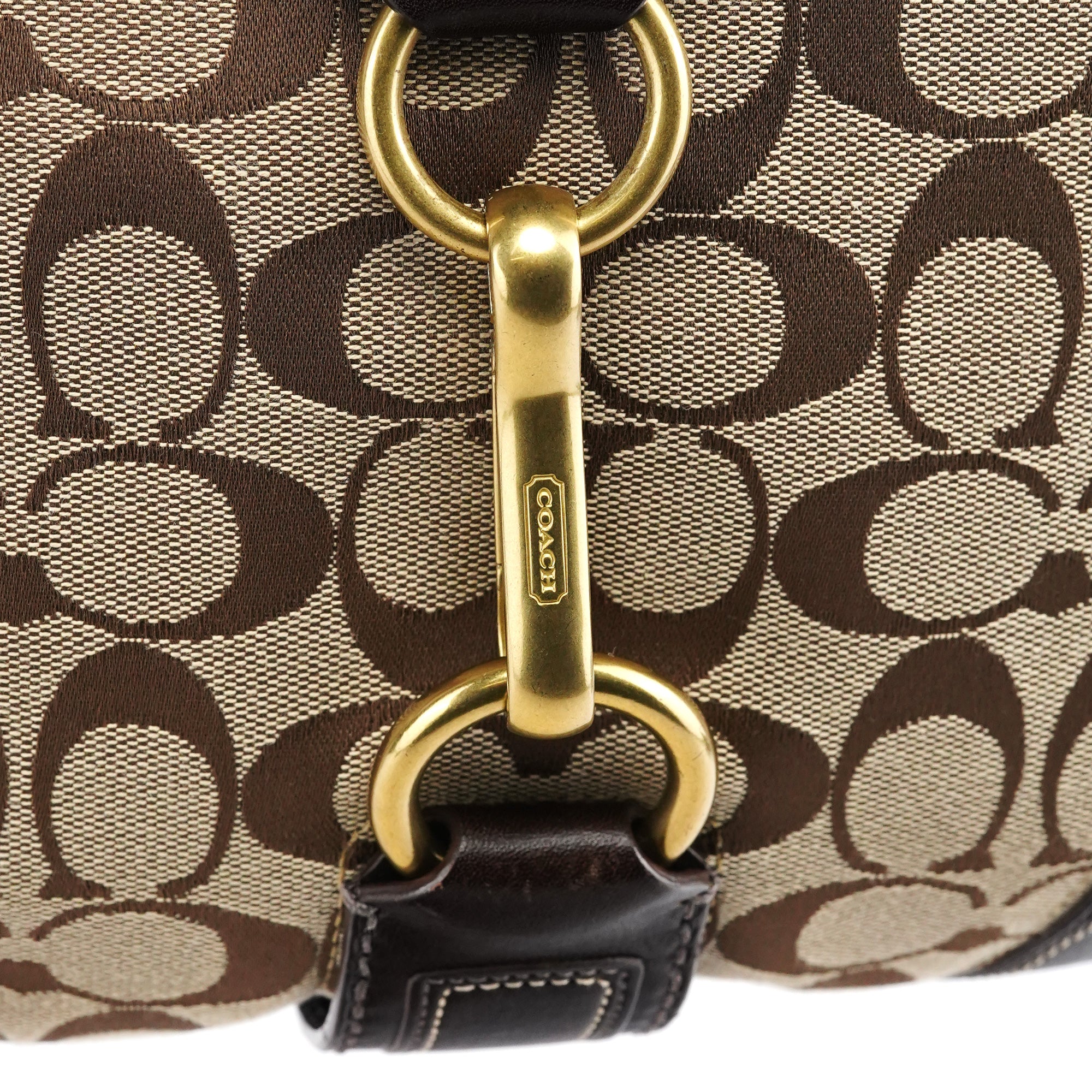 Beige Brown Signature C Shoulder Bag