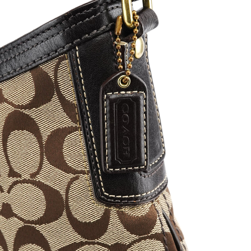 Beige Brown Signature C Shoulder Bag