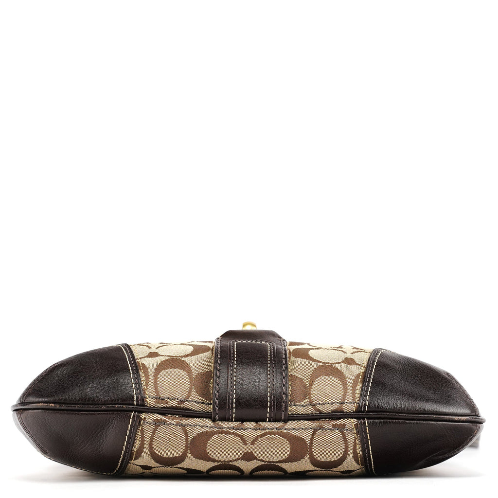 Beige Brown Signature C Shoulder Bag