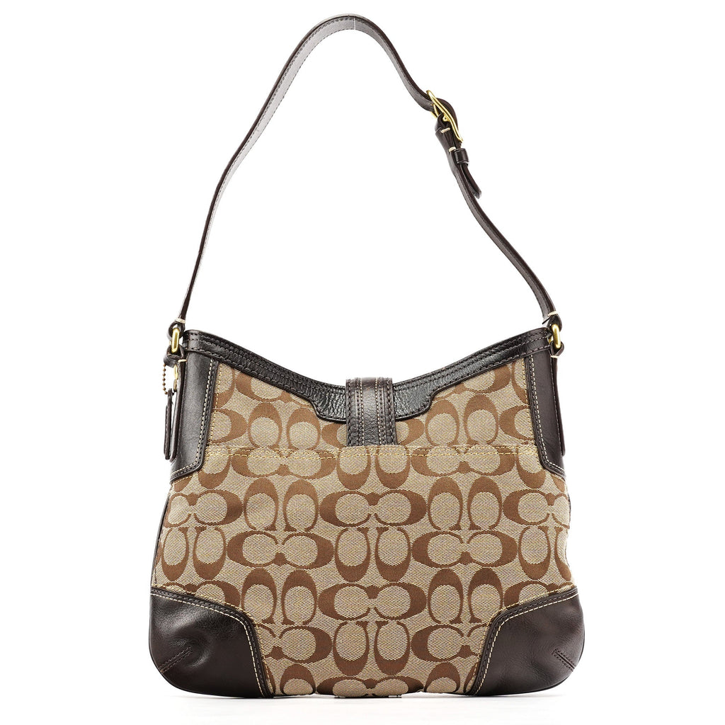 Beige Brown Signature C Shoulder Bag