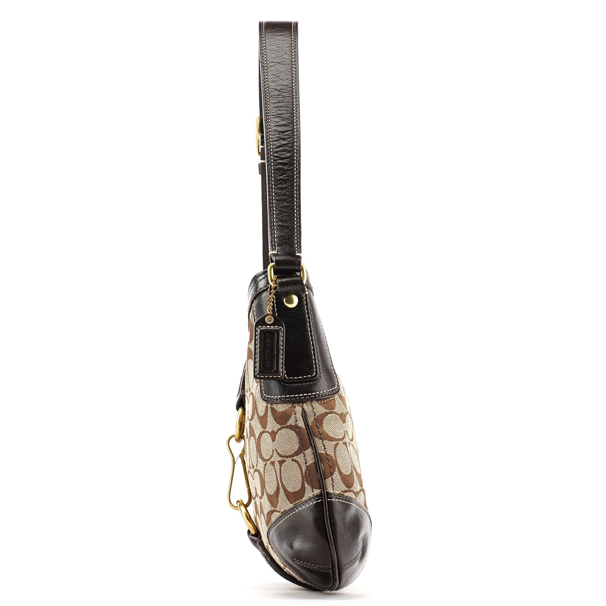 Beige Brown Signature C Shoulder Bag