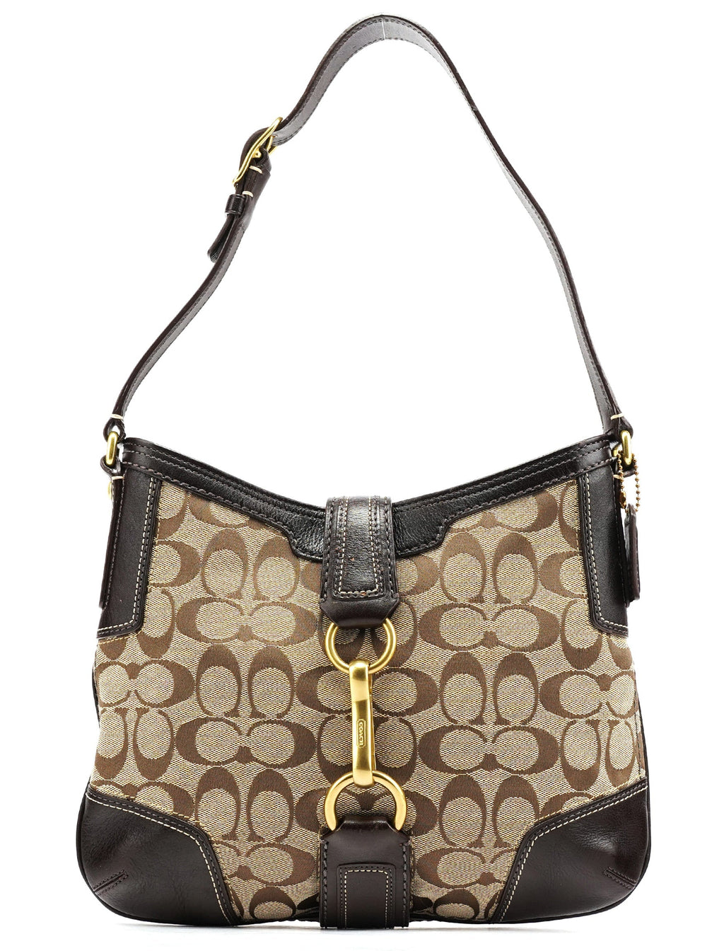 Beige Brown Signature C Shoulder Bag