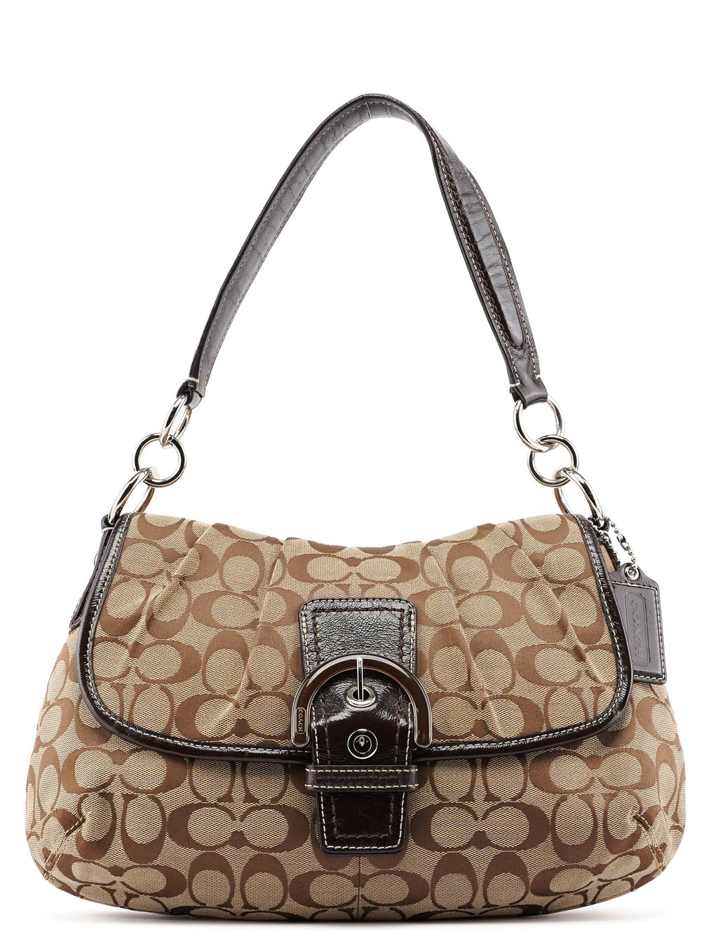 Beige Brown Signature C Soho Shoulder Bag