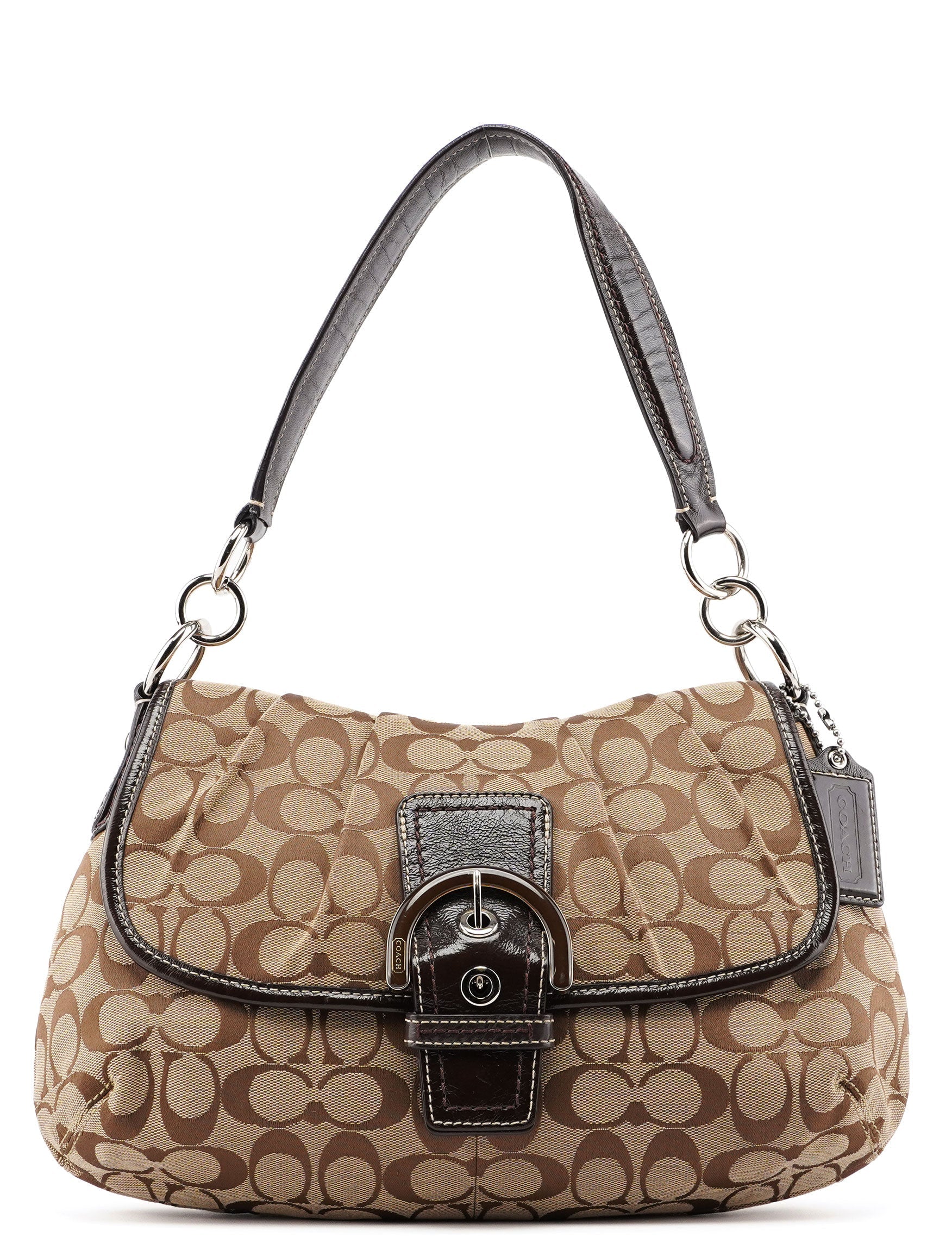 Beige Brown Signature C Soho Shoulder Bag