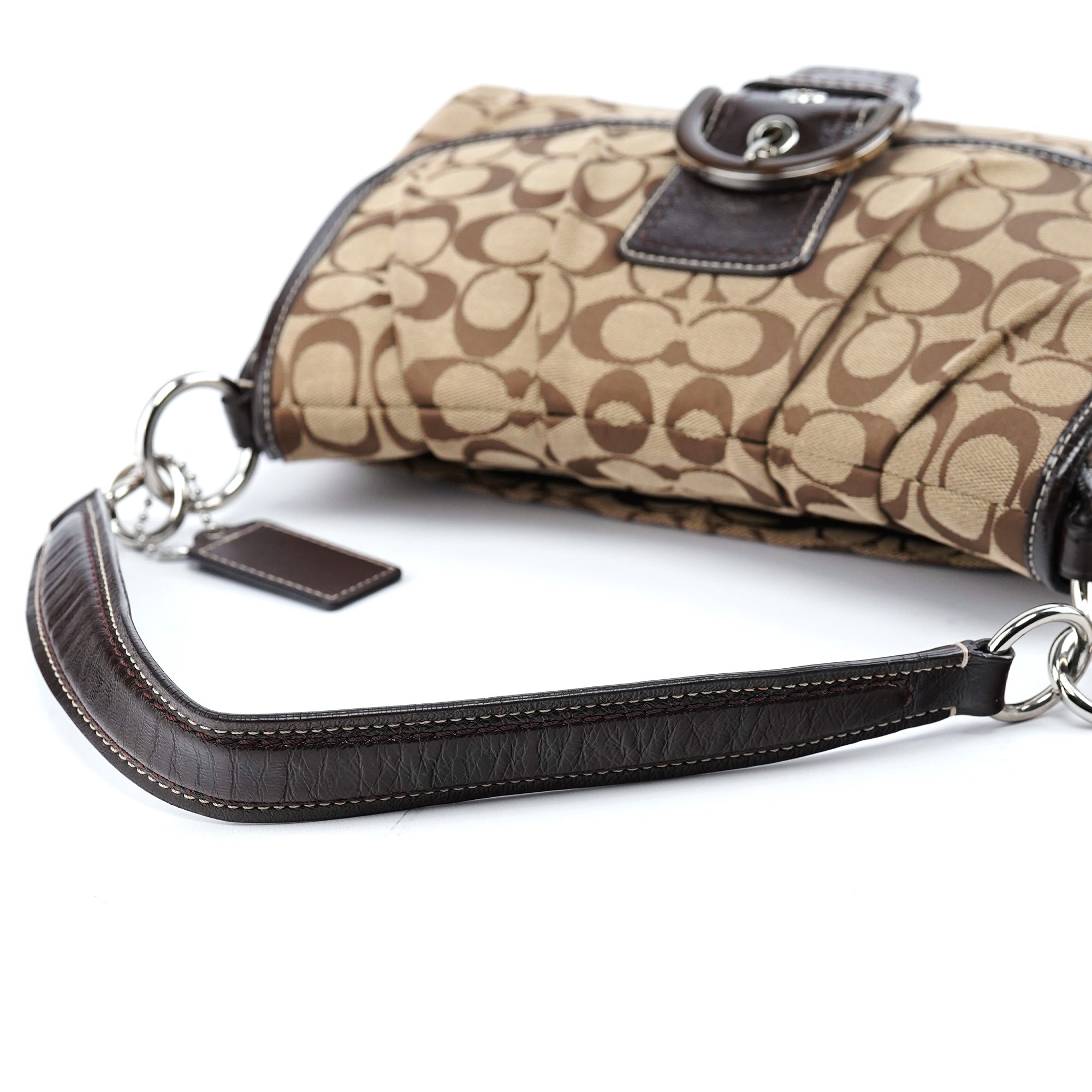 Beige Brown Signature C Soho Shoulder Bag