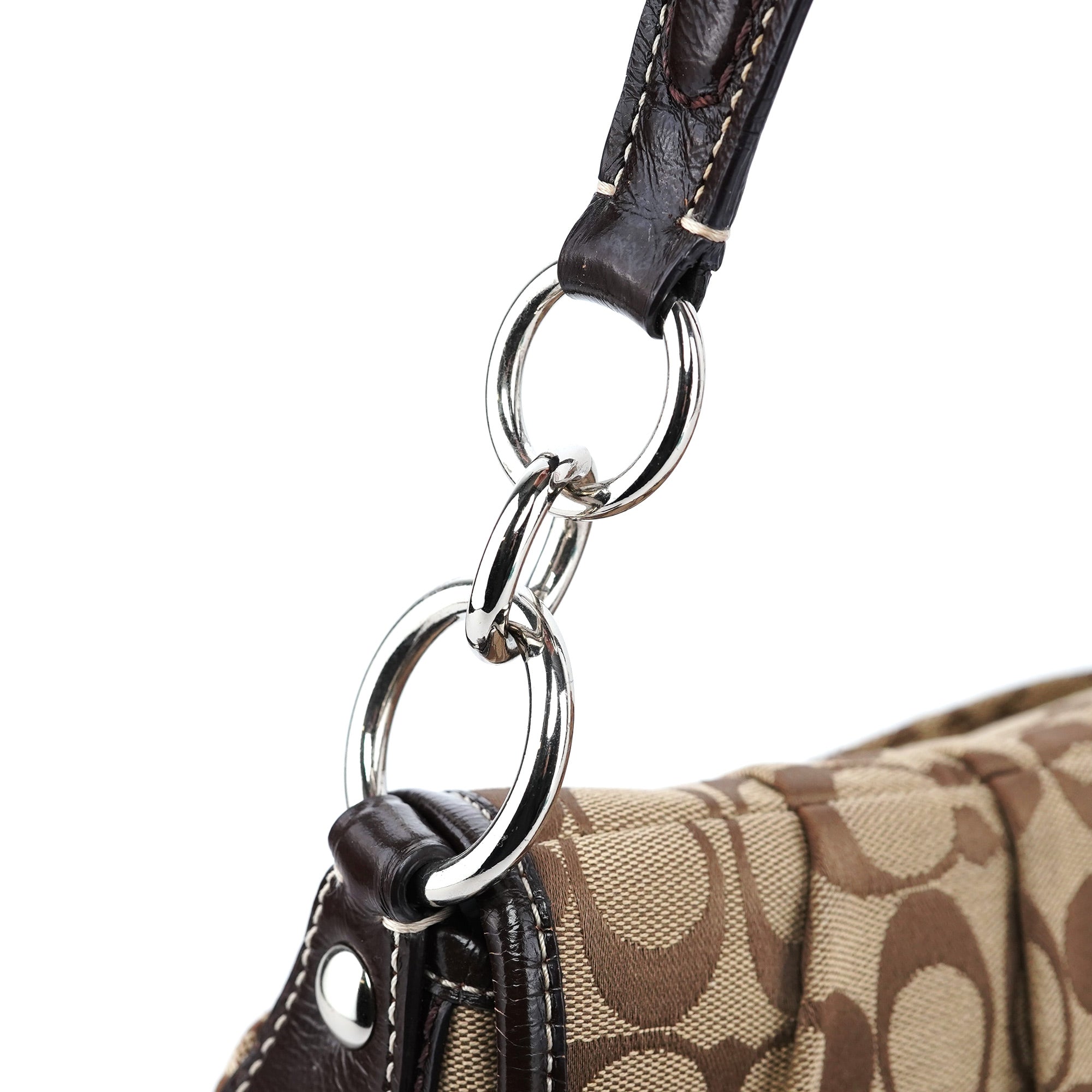 Beige Brown Signature C Soho Shoulder Bag