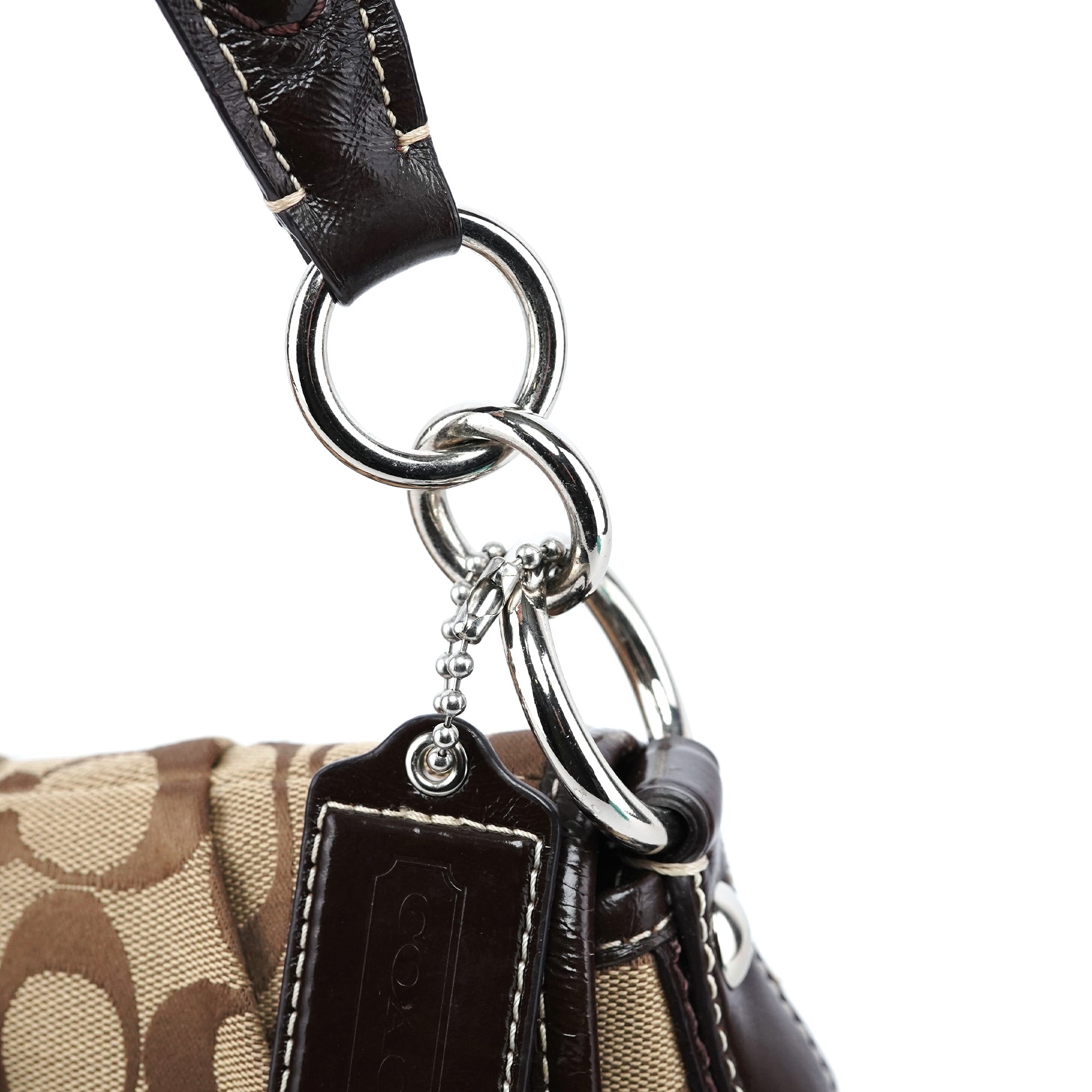 Beige Brown Signature C Soho Shoulder Bag