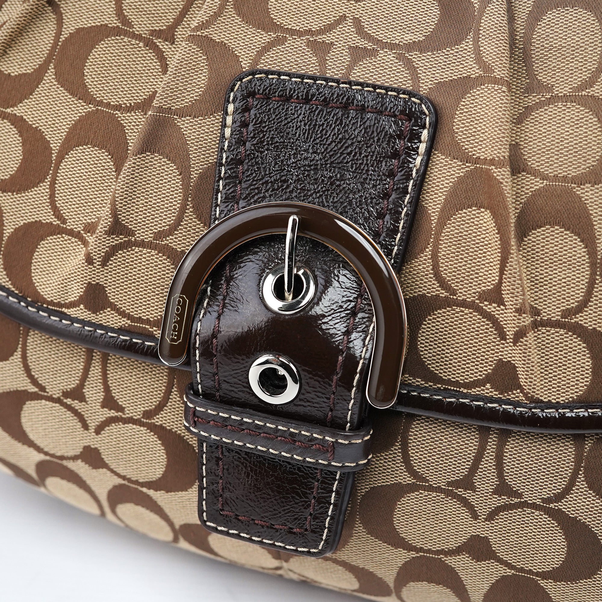 Beige Brown Signature C Soho Shoulder Bag