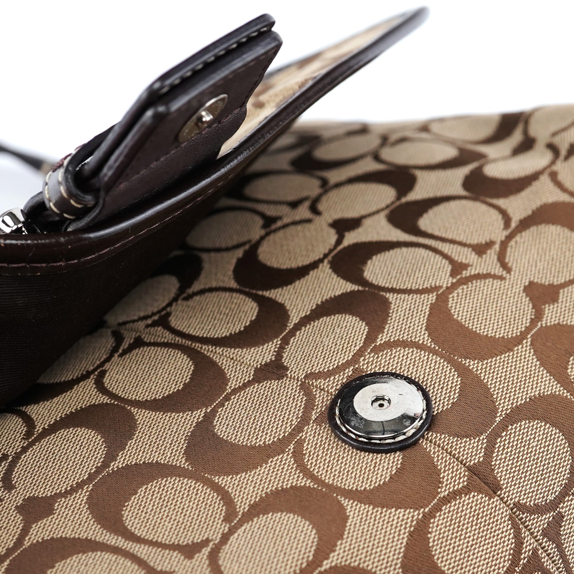 Beige Brown Signature C Soho Shoulder Bag