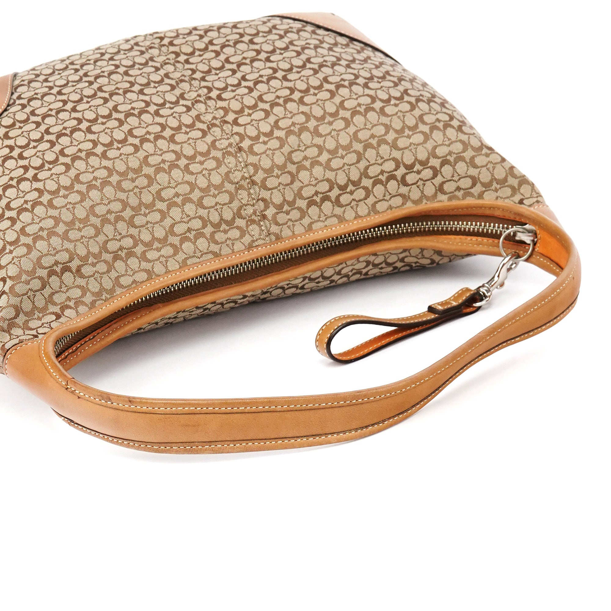 Beige Brown Signature Canvas Shoulder Bag