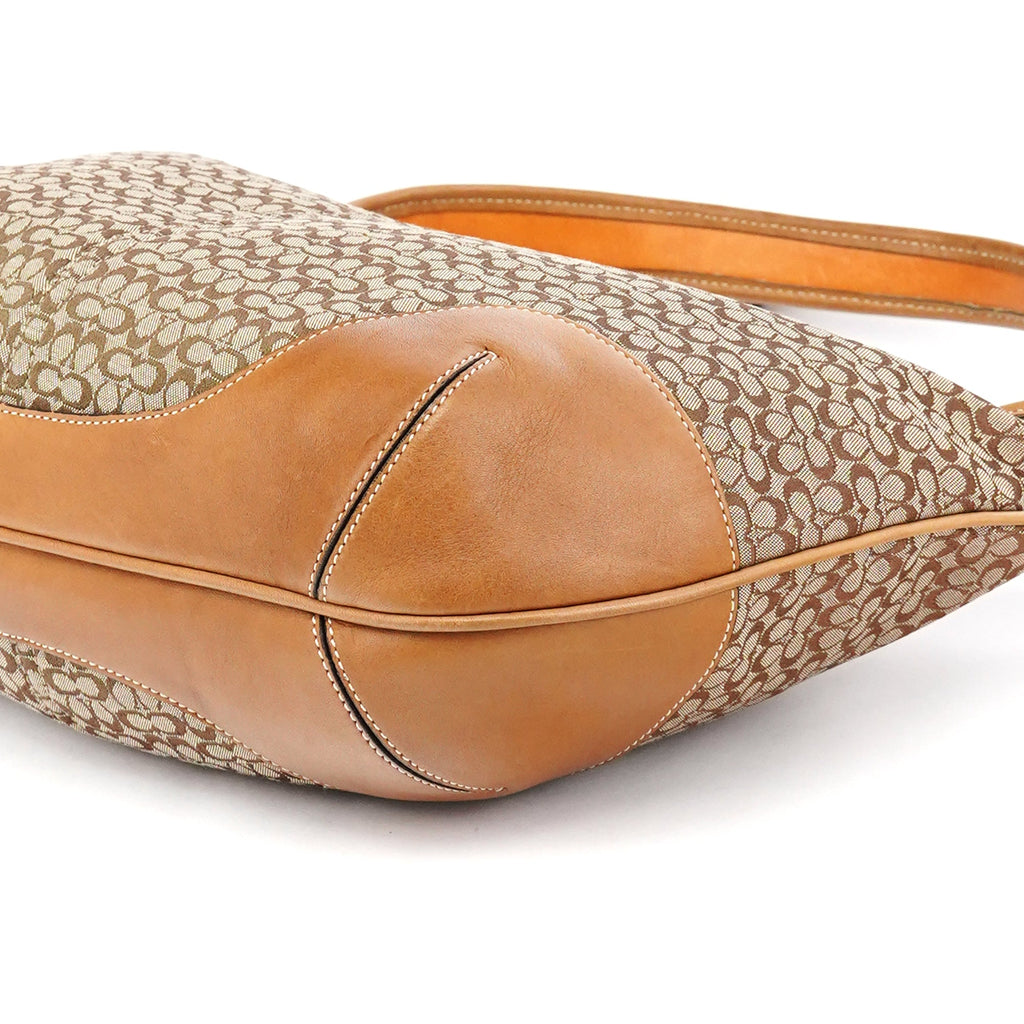 Beige Brown Signature Canvas Shoulder Bag