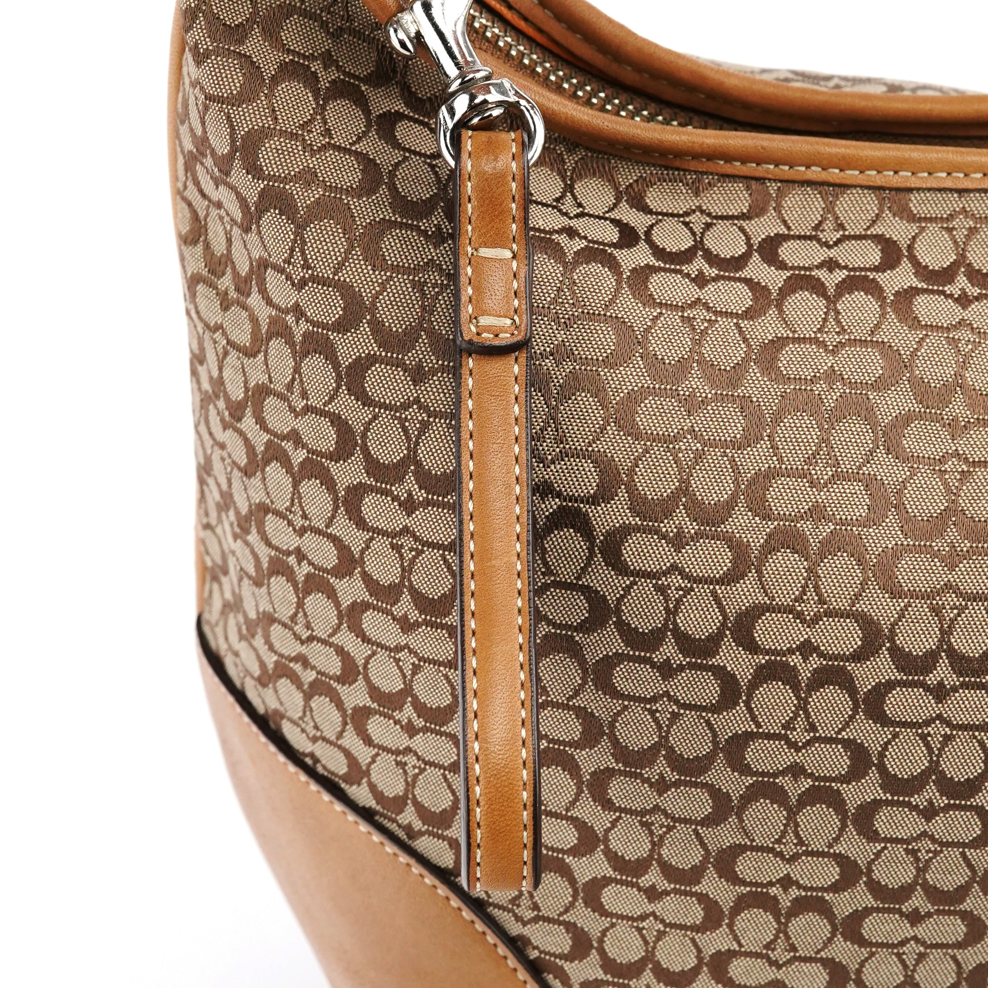 Beige Brown Signature Canvas Shoulder Bag