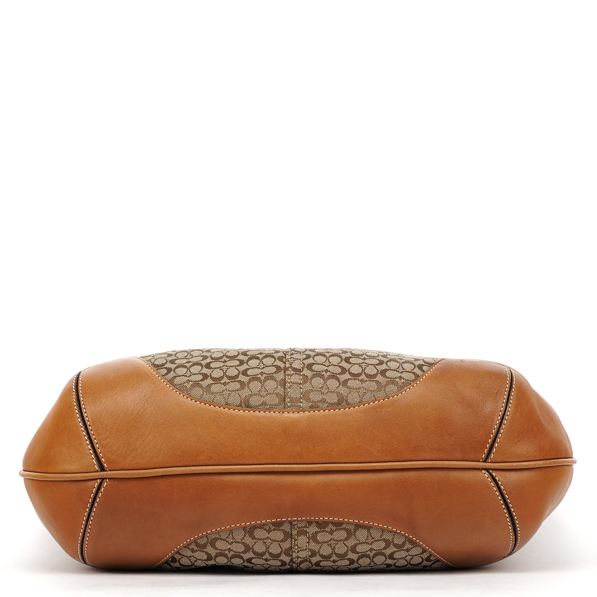 Beige Brown Signature Canvas Shoulder Bag