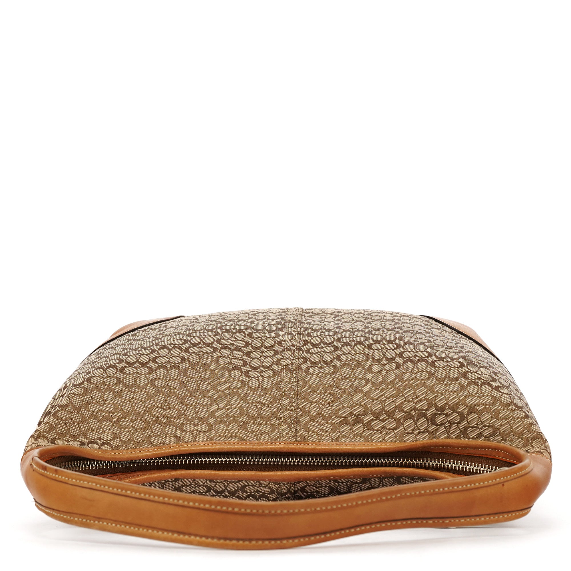 Beige Brown Signature Canvas Shoulder Bag