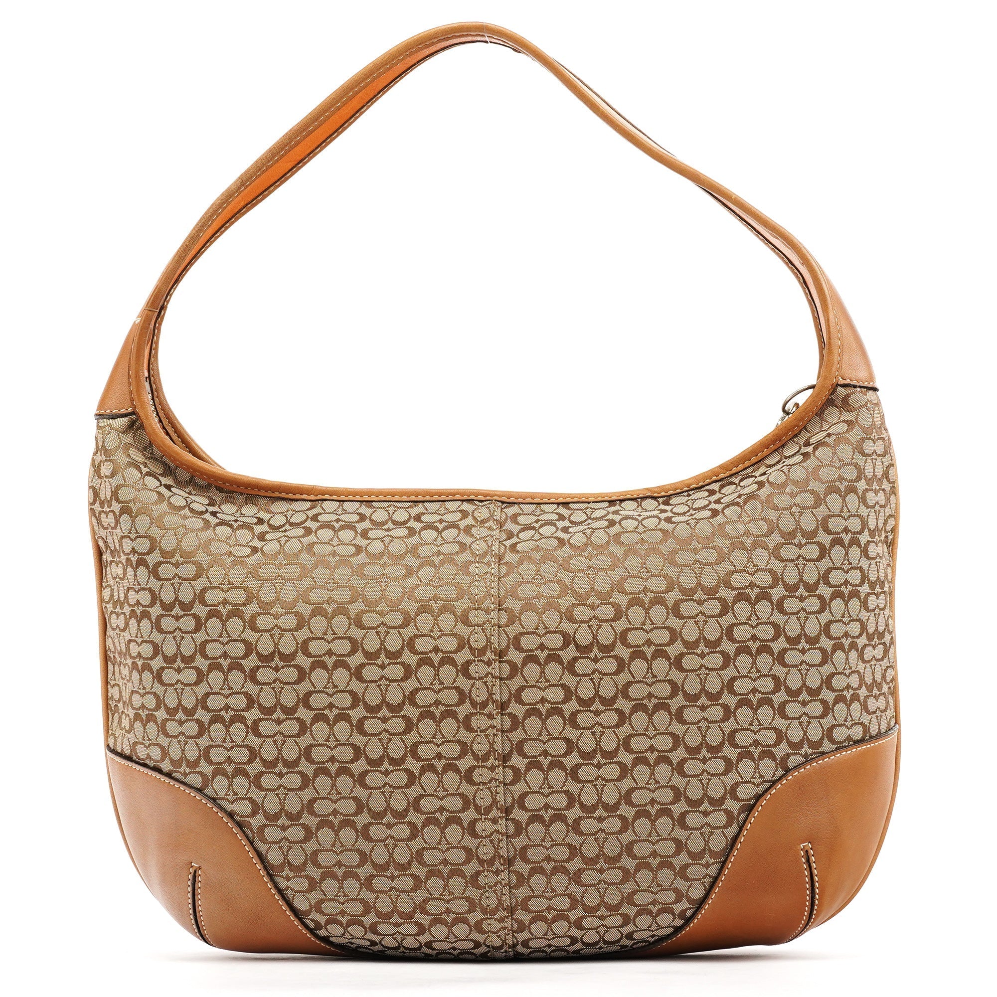 Beige Brown Signature Canvas Shoulder Bag