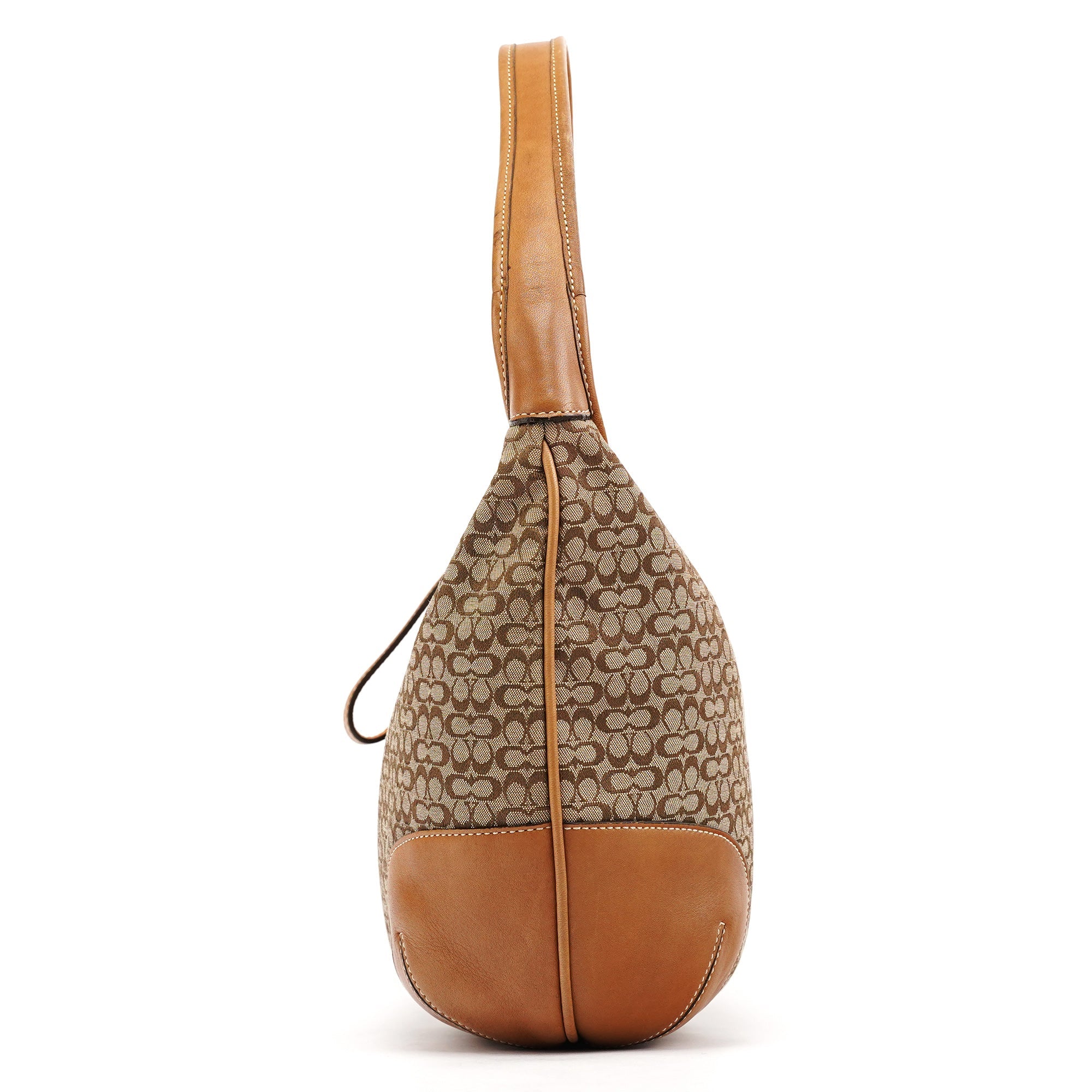 Beige Brown Signature Canvas Shoulder Bag
