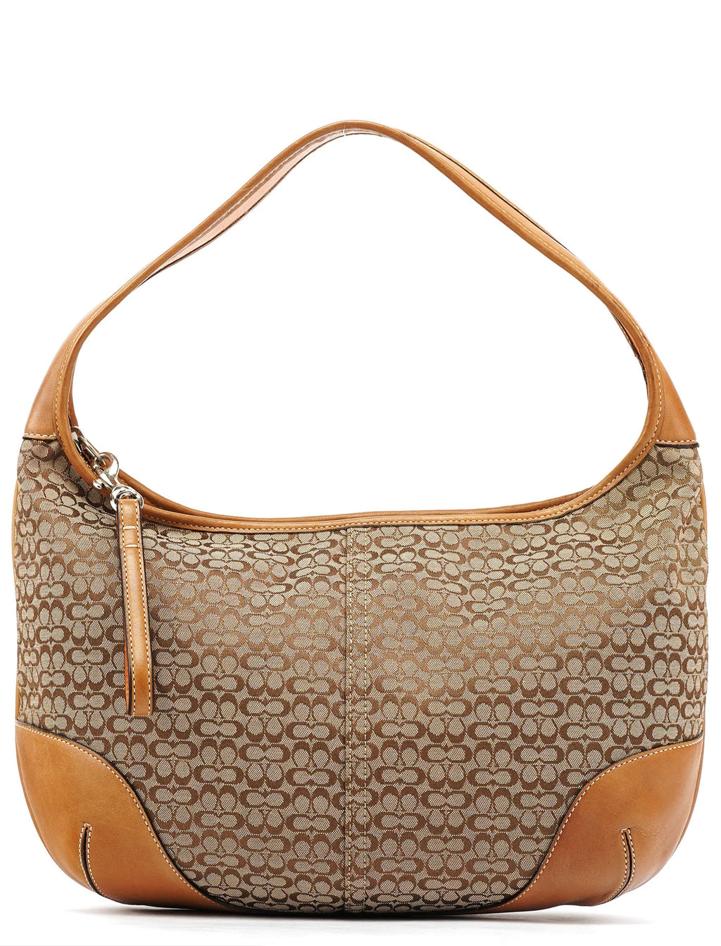 Beige Brown Signature Canvas Shoulder Bag