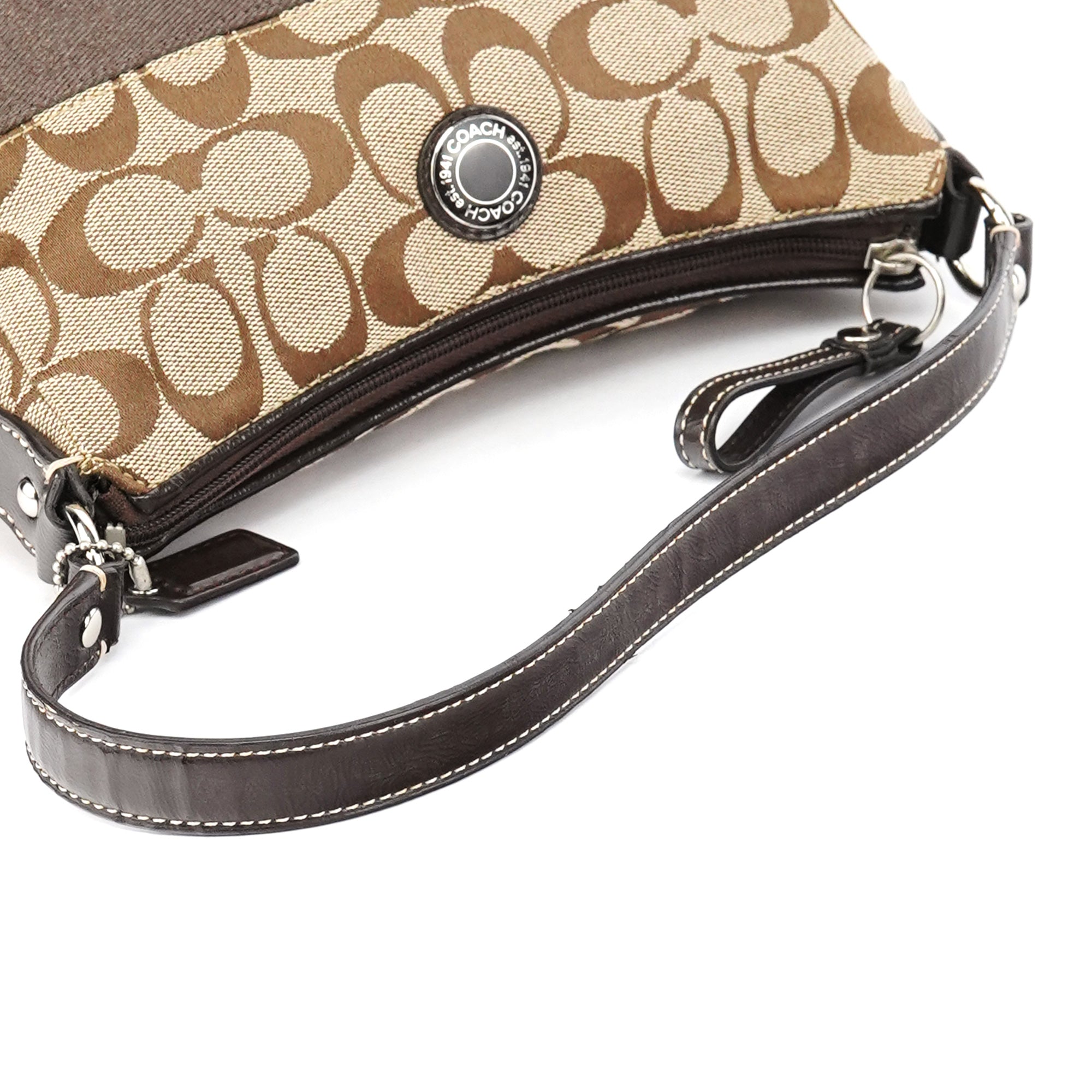 Beige Brown Signature Canvas Shoulder Bag