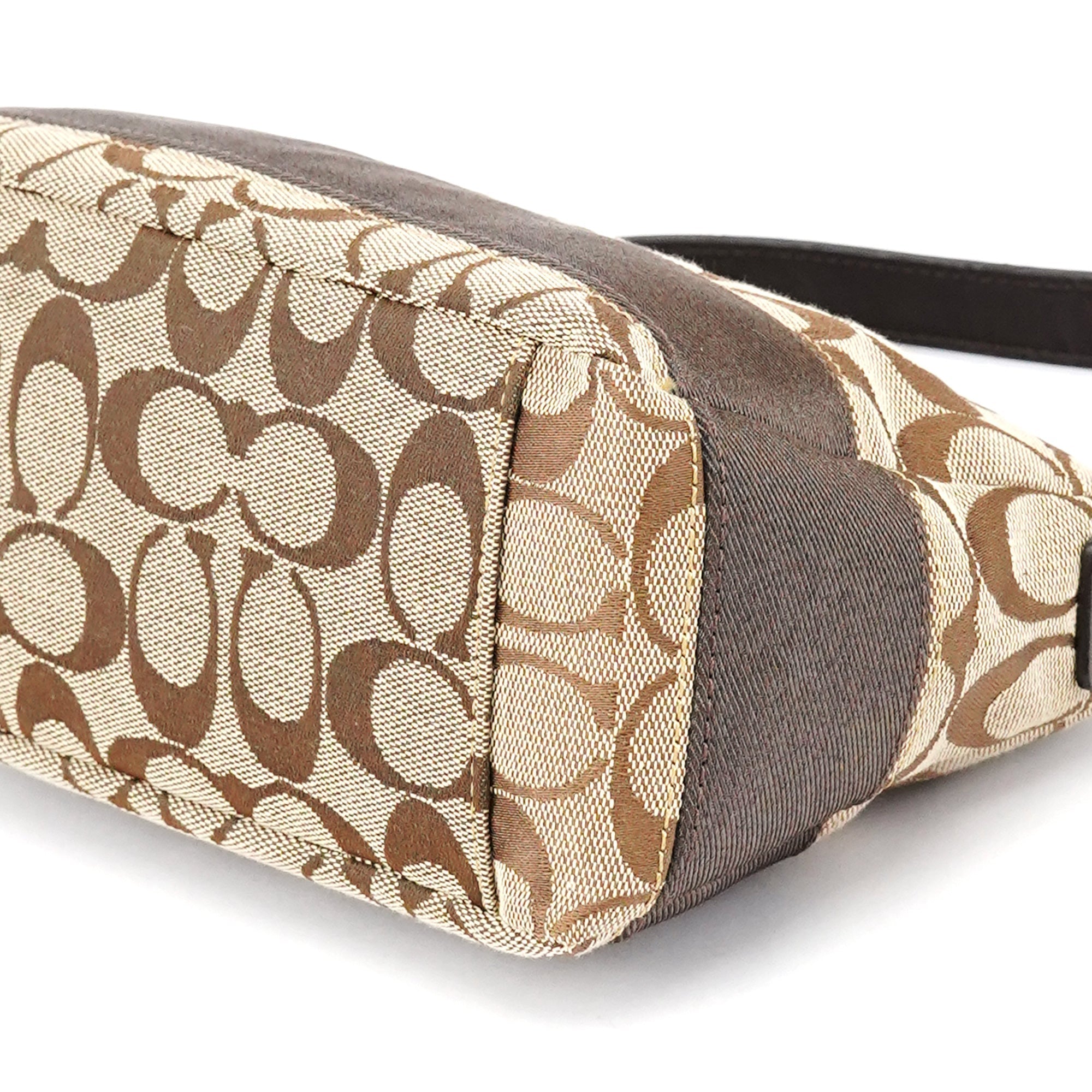 Beige Brown Signature Canvas Shoulder Bag
