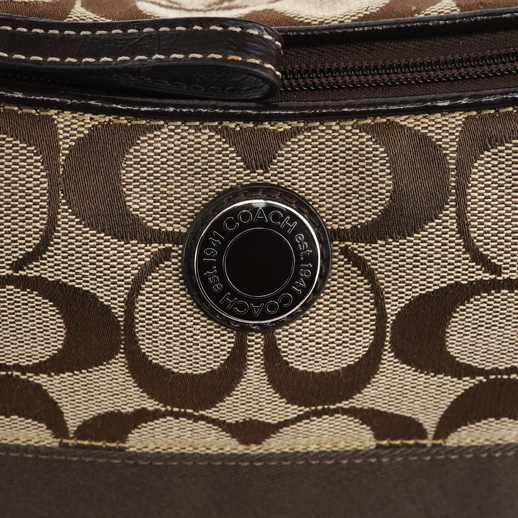 Beige Brown Signature Canvas Shoulder Bag
