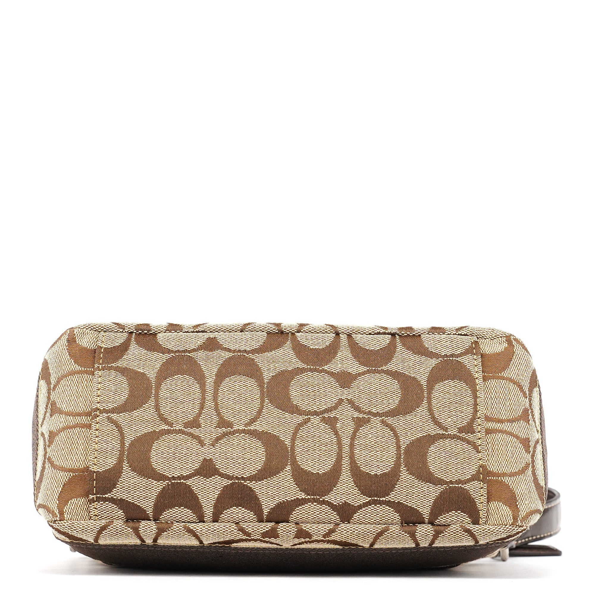 Beige Brown Signature Canvas Shoulder Bag