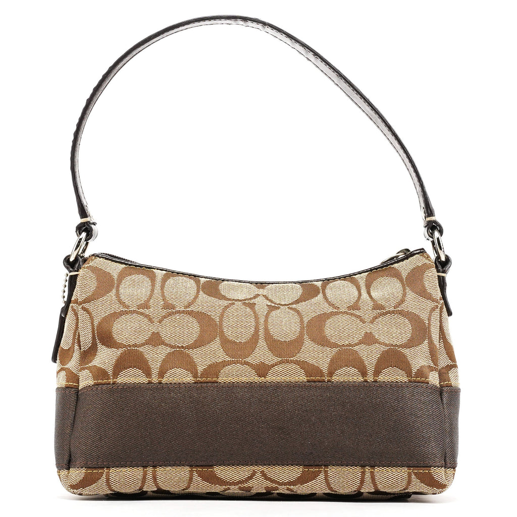 Beige Brown Signature Canvas Shoulder Bag