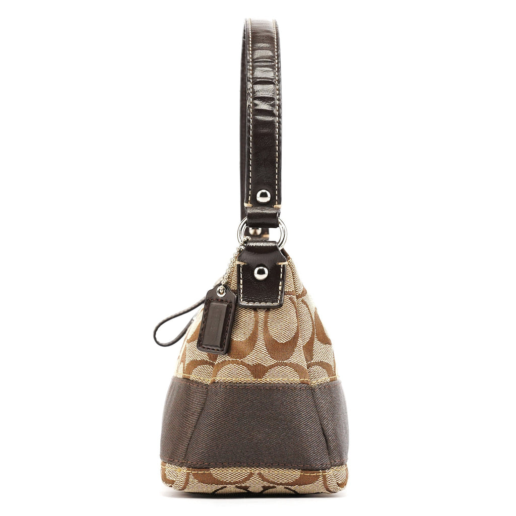 Beige Brown Signature Canvas Shoulder Bag