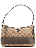 Beige Brown Signature Canvas Shoulder Bag