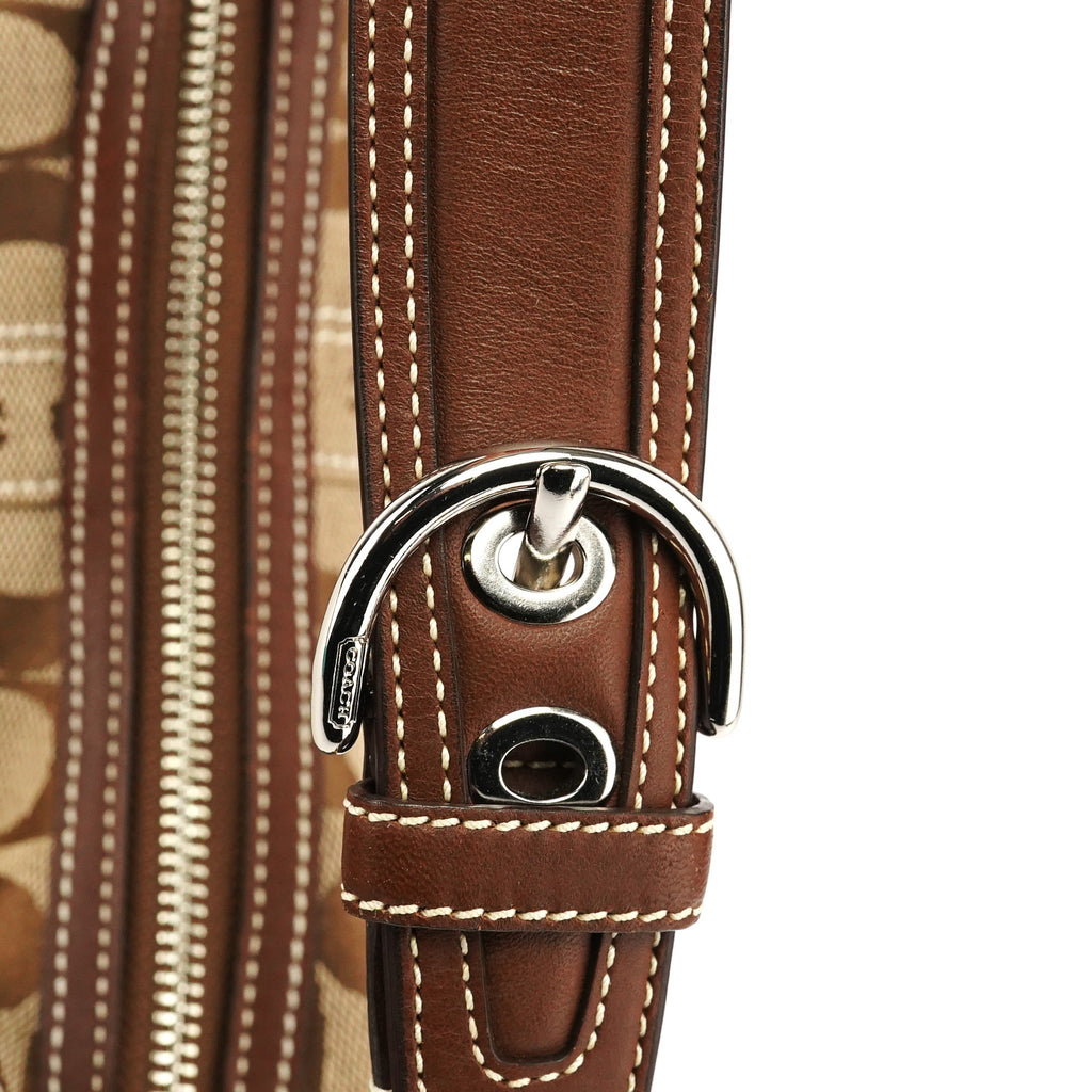 10074 Beige Brown Signature Hobo Shoulder Bag