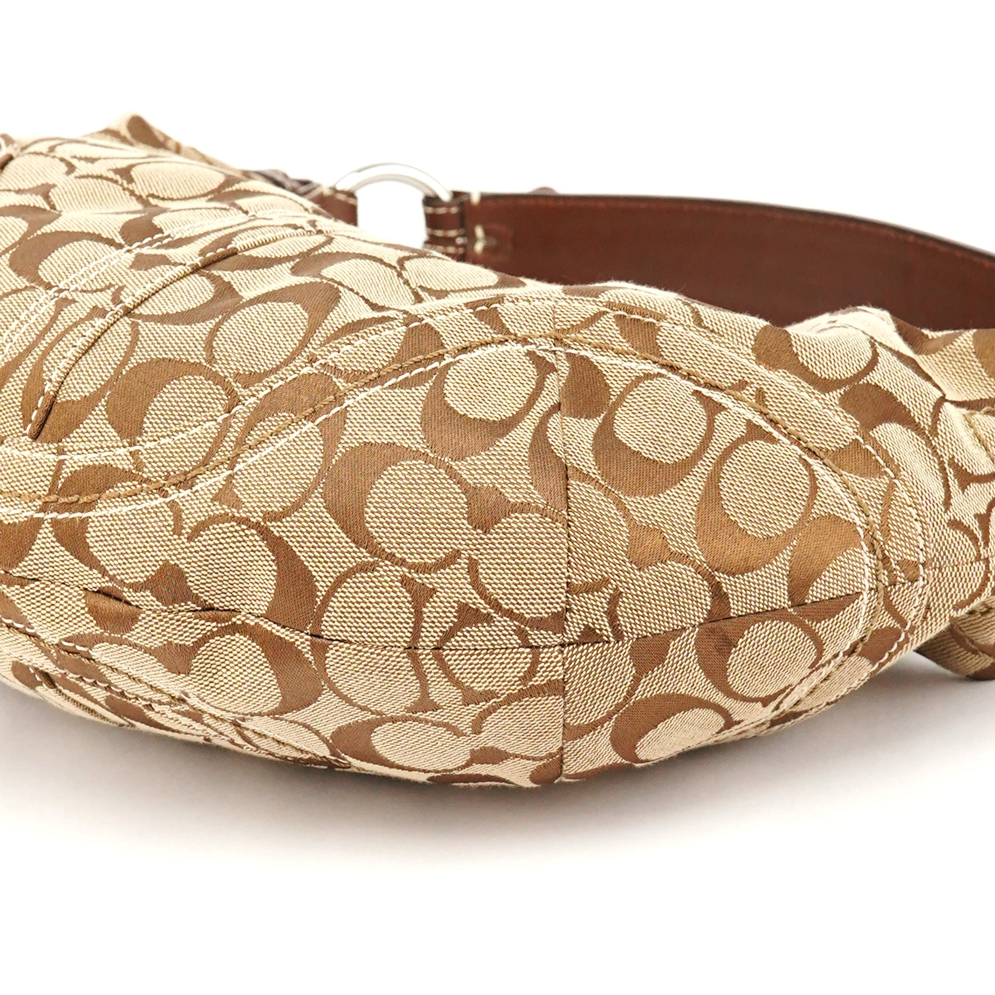10074 Beige Brown Signature Hobo Shoulder Bag
